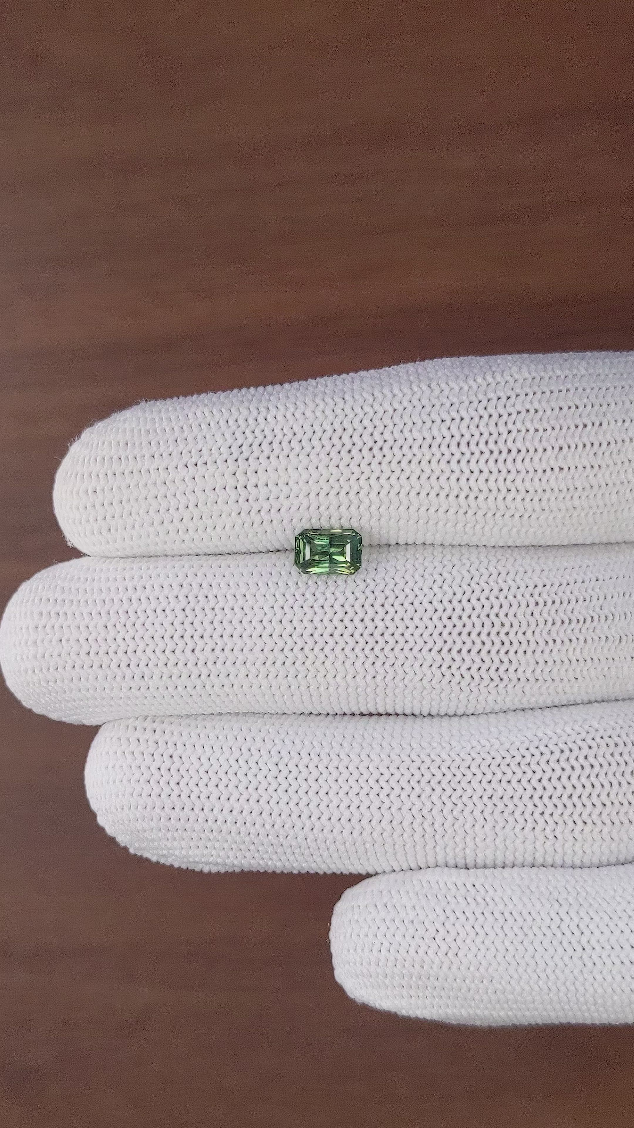 1.19 Ct. Bluish Green Sapphire from Madagascar Size Video
