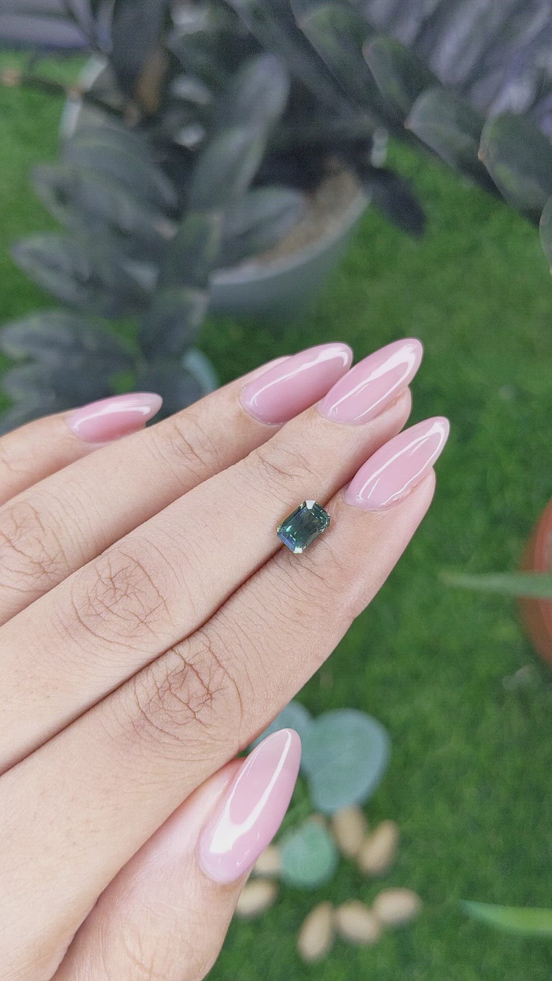 1.19 Ct. Bluish Green Sapphire from Madagascar Size Video
