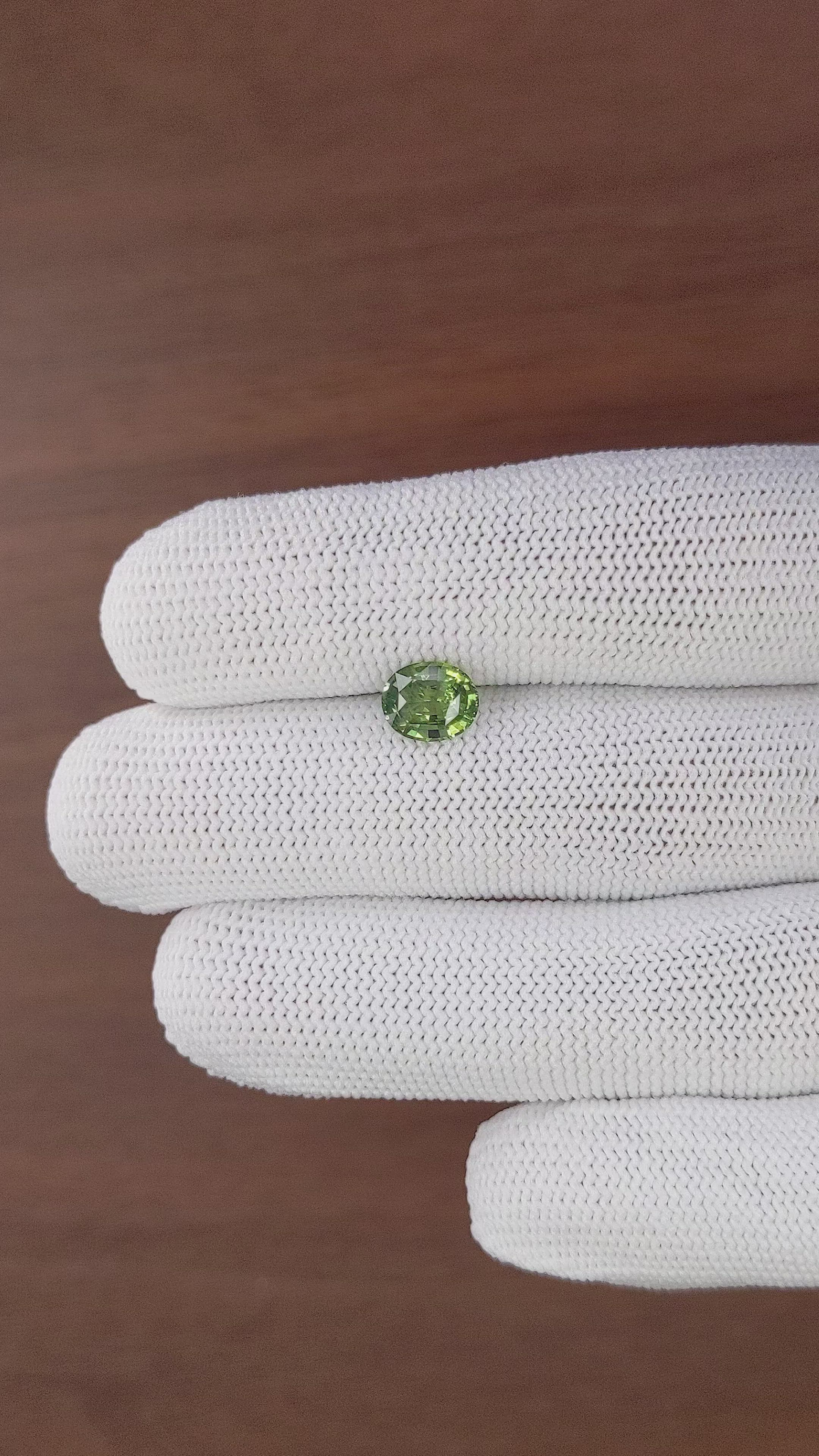 1.49 Ct. Yellowish Green Sapphire from Madagascar Size Video