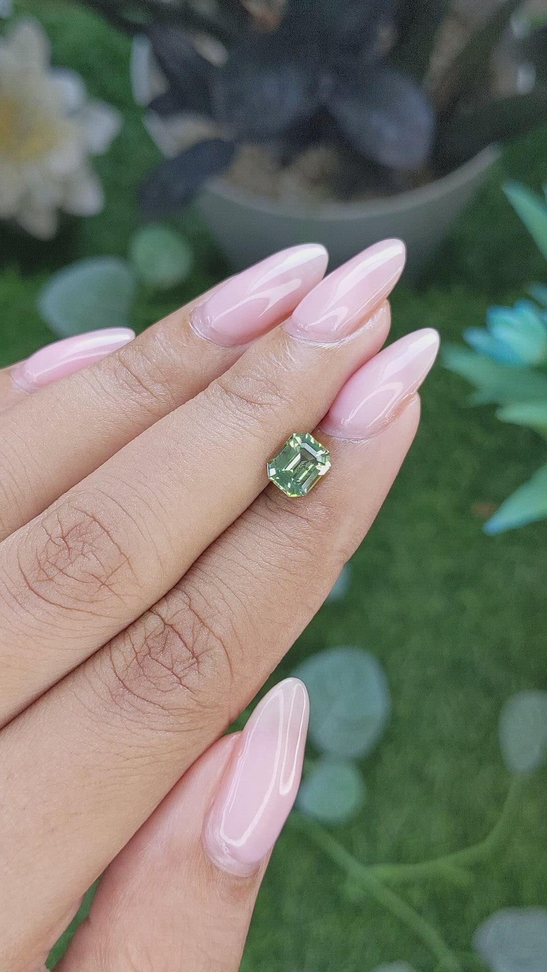 1.36 Ct. Yellowish Green Sapphire from Madagascar Size Video