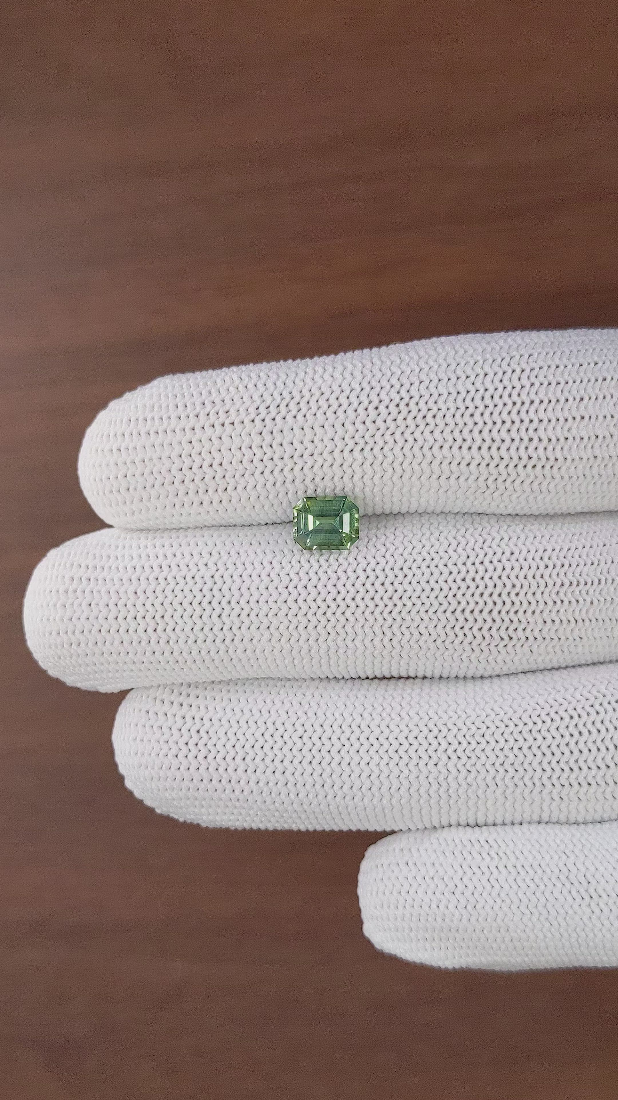 1.36 Ct. Yellowish Green Sapphire from Madagascar Size Video