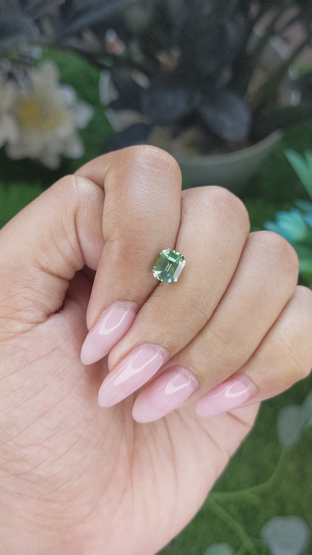 1.36 Ct. Yellowish Green Sapphire from Madagascar Size Video