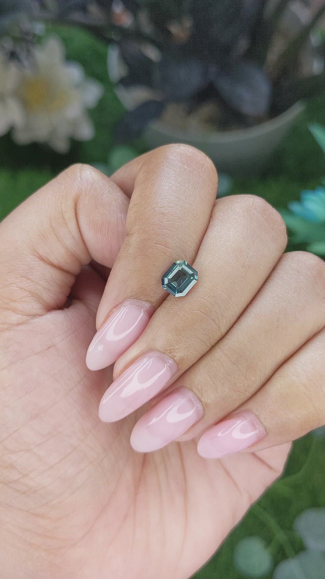 1.09 Ct. Bluish Green Sapphire from Madagascar Size Video