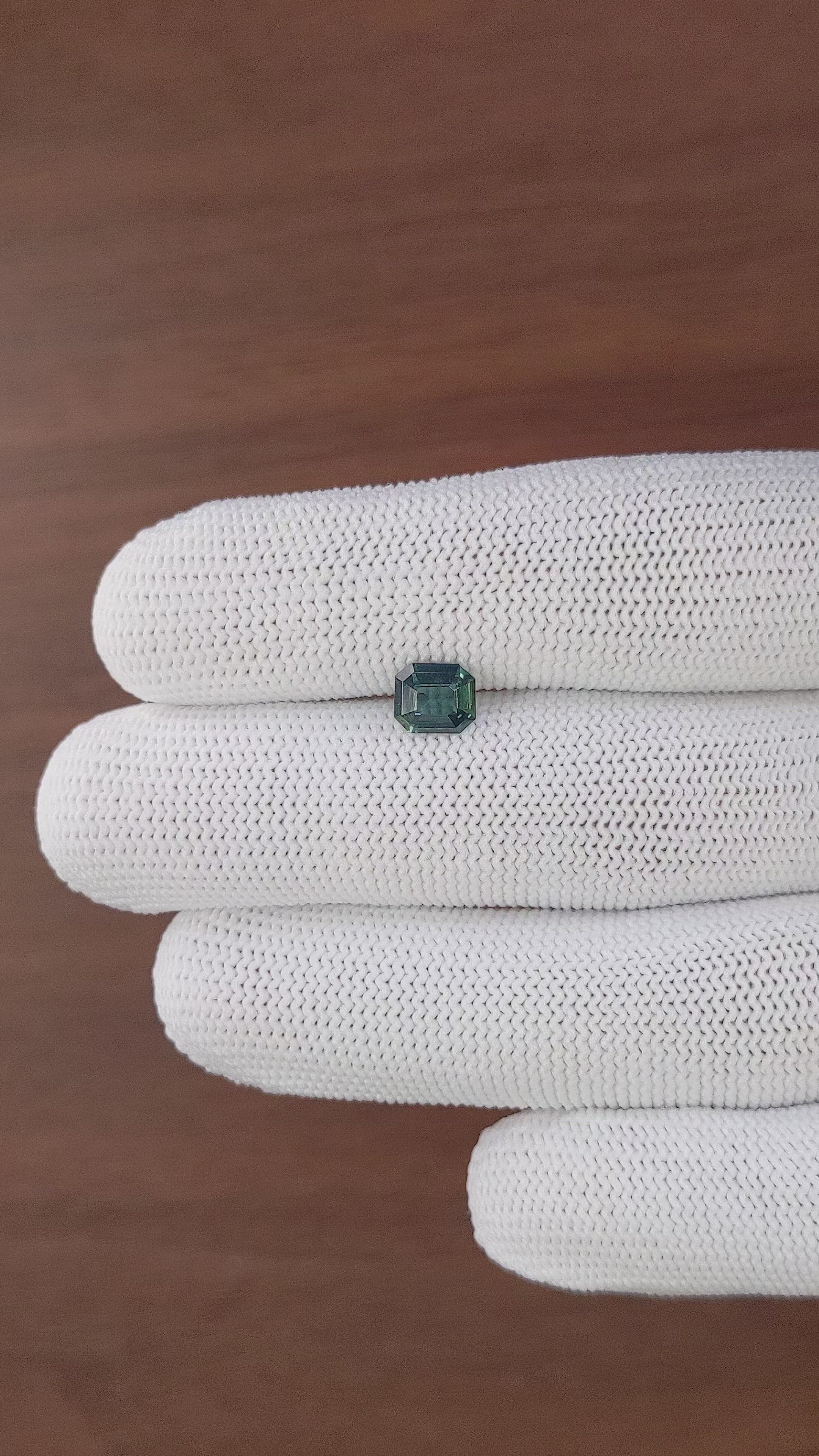 1.09 Ct. Bluish Green Sapphire from Madagascar Size Video