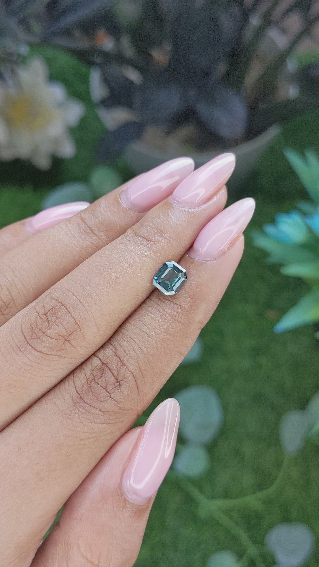 1.09 Ct. Bluish Green Sapphire from Madagascar Size Video