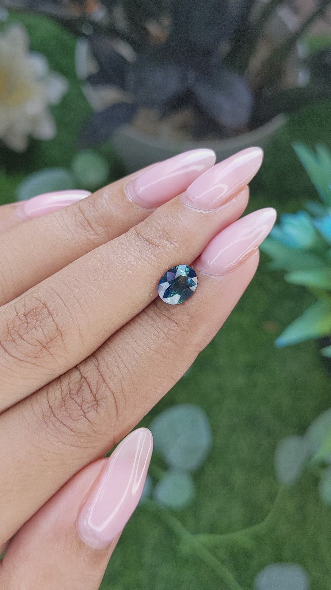 1.51 Ct. Greenish Blue Sapphire from Madagascar Size Video
