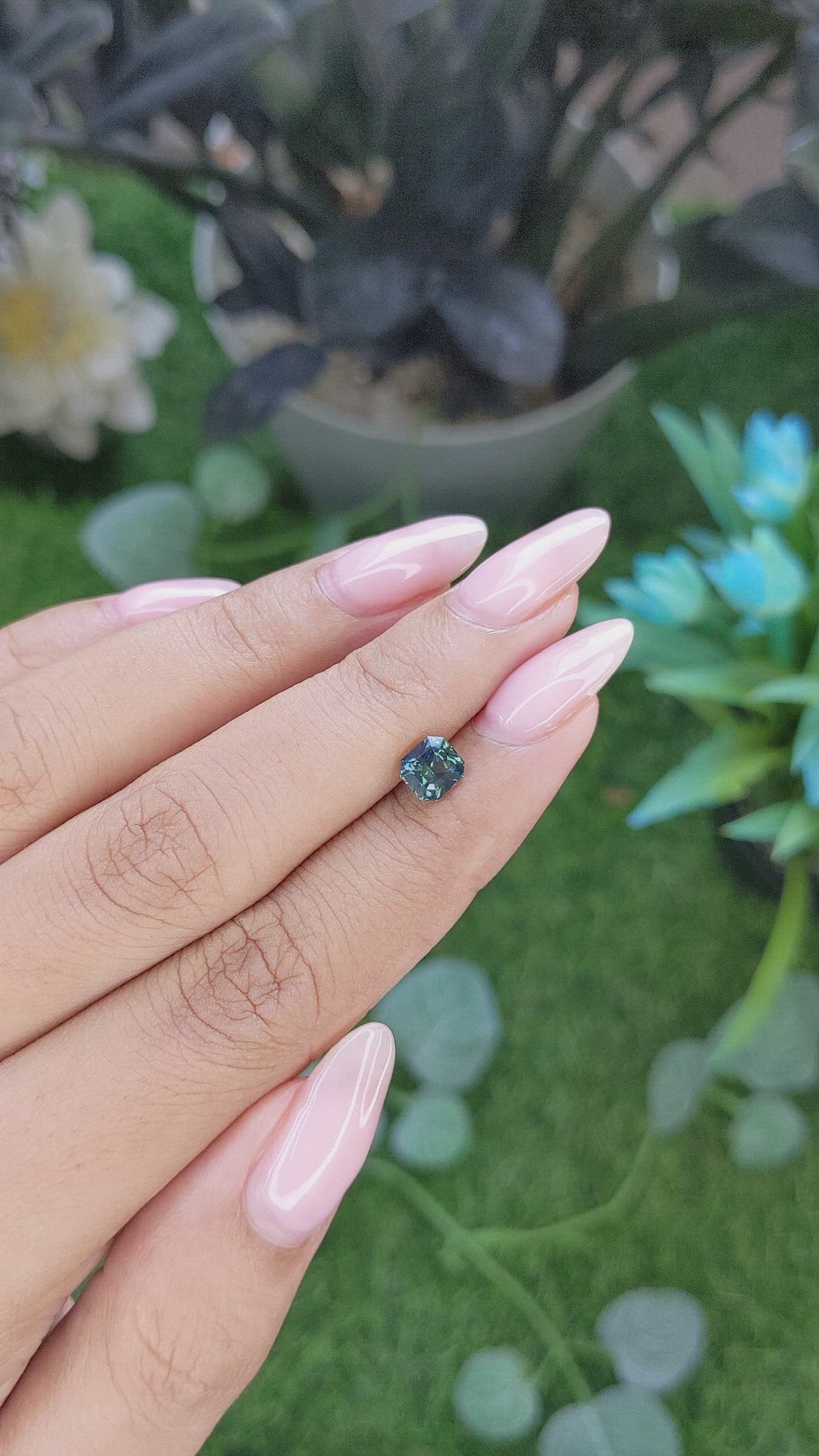 1.03 Ct. Bluish Green Sapphire from Madagascar Size Video