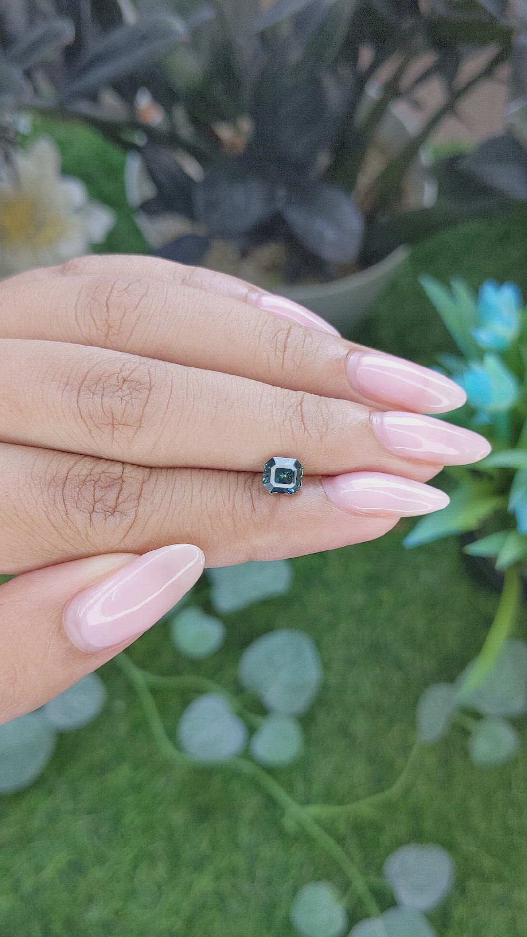 1.03 Ct. Bluish Green Sapphire from Madagascar Size Video