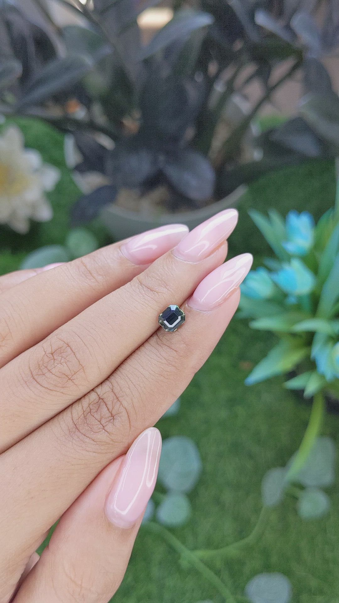 1.14 Ct. Bluish Green Sapphire from Madagascar Size Video