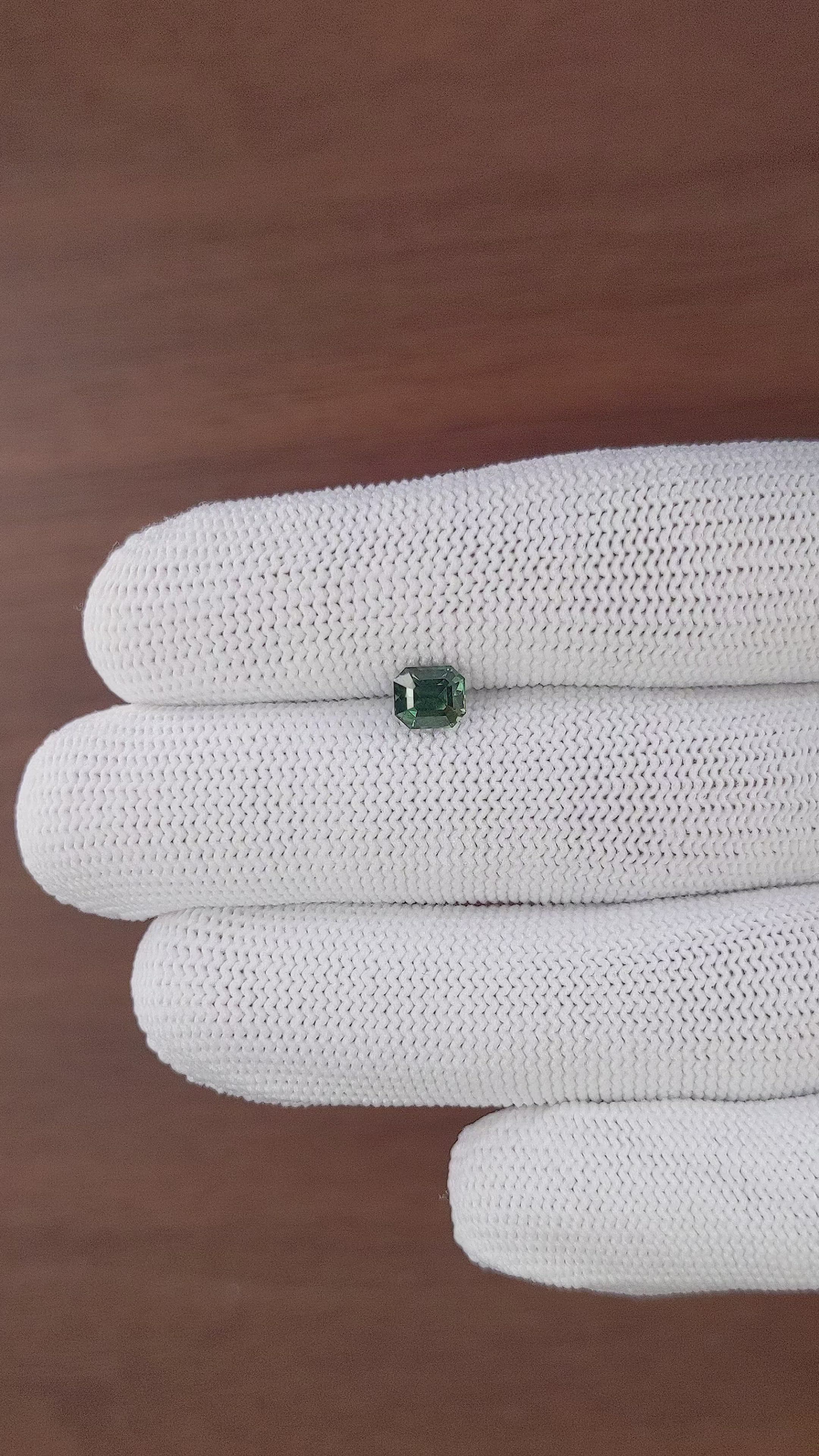 1.14 Ct. Bluish Green Sapphire from Madagascar Size Video