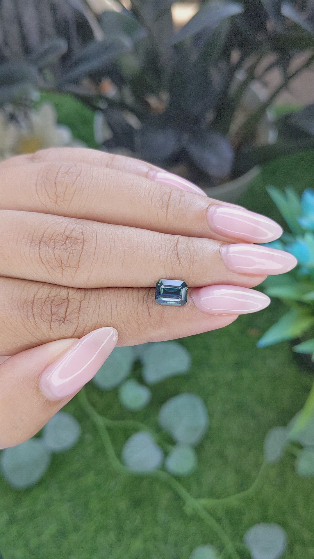 1.57 Ct. Bluish Green Sapphire from Madagascar Size Video