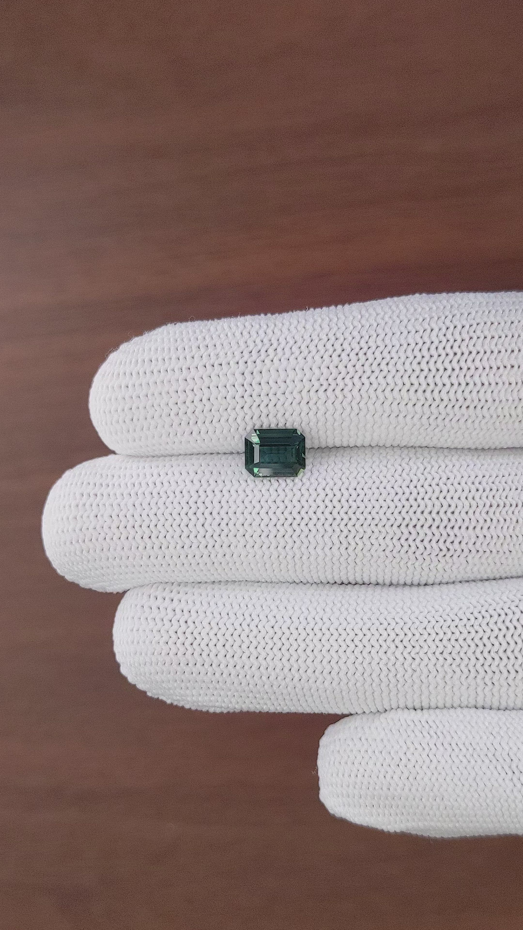 1.57 Ct. Bluish Green Sapphire from Madagascar Size Video