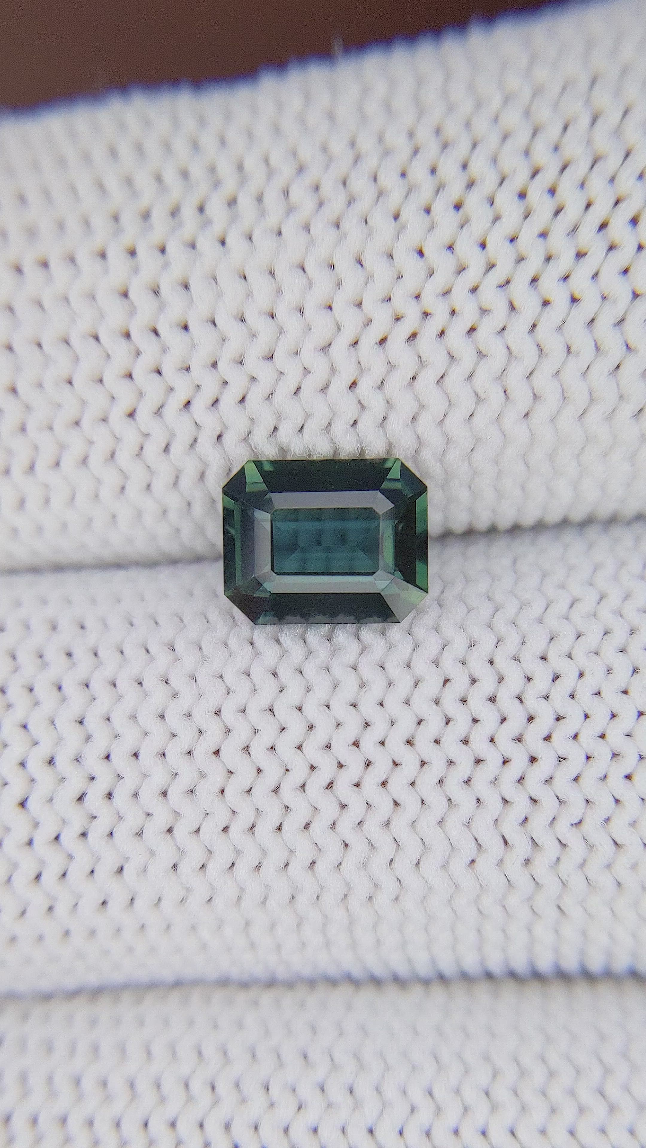 1.57 Ct. Bluish Green Sapphire from Madagascar Size Video