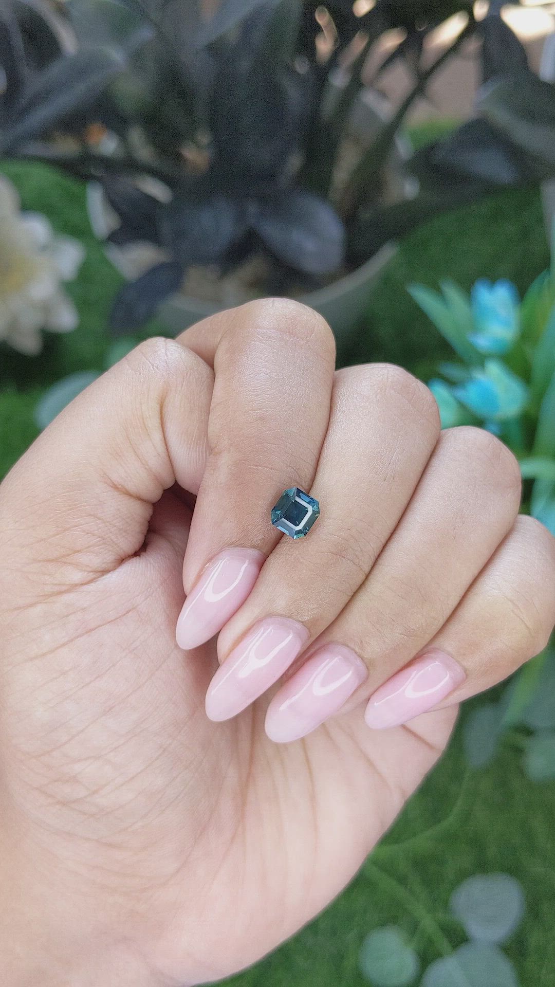 1.24 Ct. Greenish Blue Sapphire from Madagascar Size Video