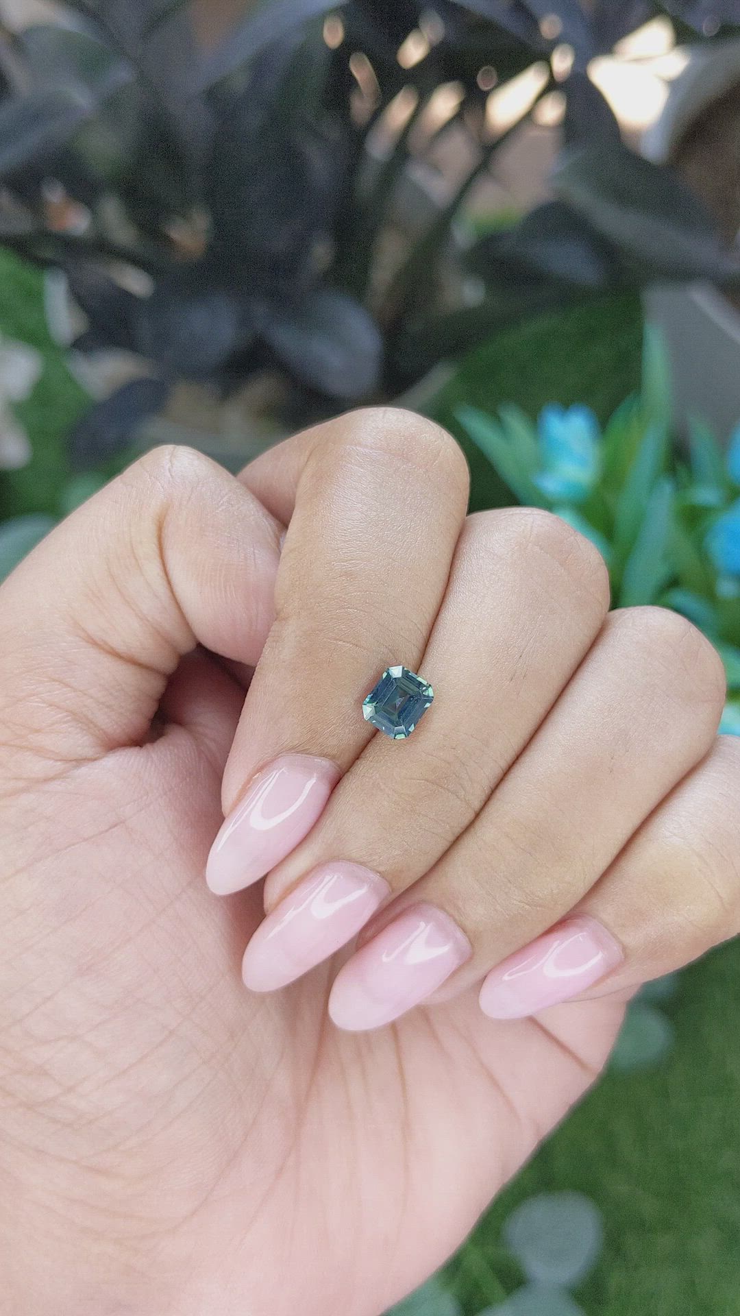 1.11 Ct. Bluish Green Sapphire from Madagascar Size Video