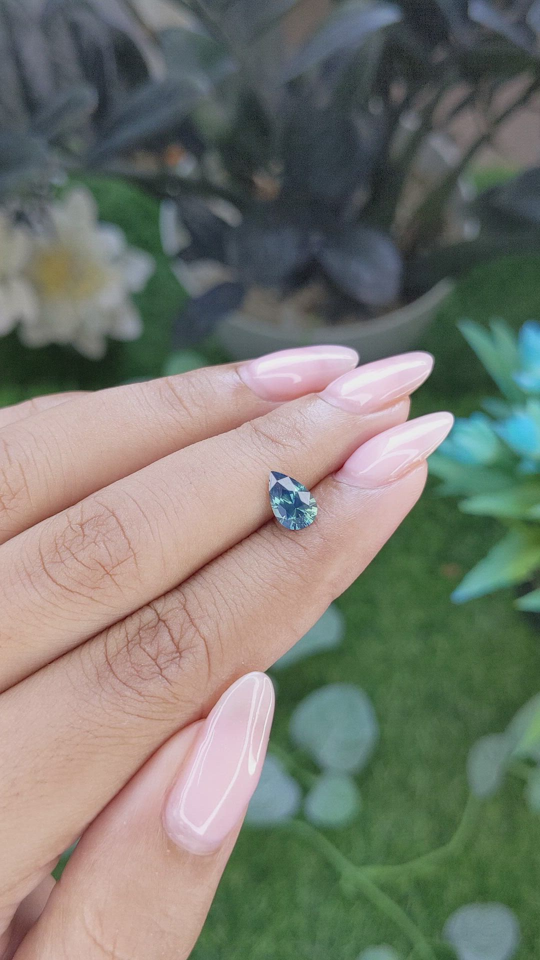 1.07 Ct. Bluish Green Sapphire from Madagascar Size Video