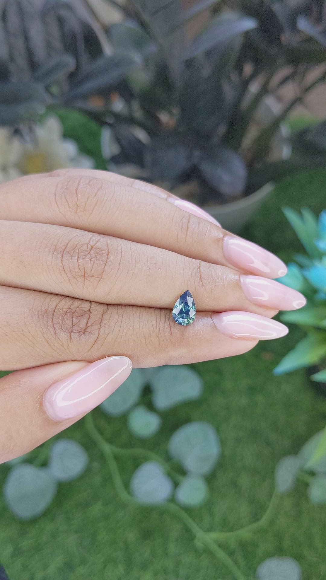 1.07 Ct. Bluish Green Sapphire from Madagascar Size Video
