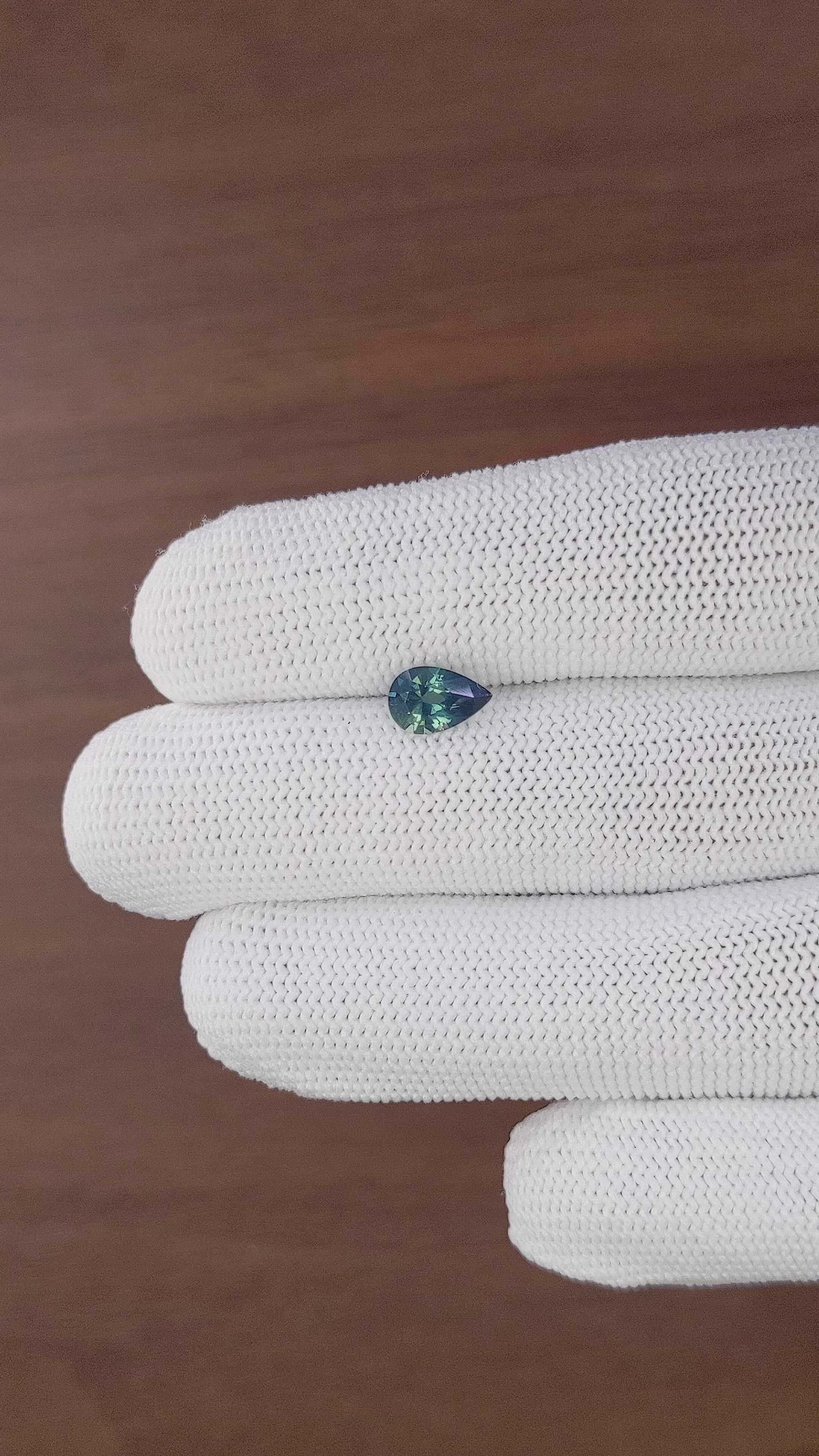 1.07 Ct. Bluish Green Sapphire from Madagascar Size Video