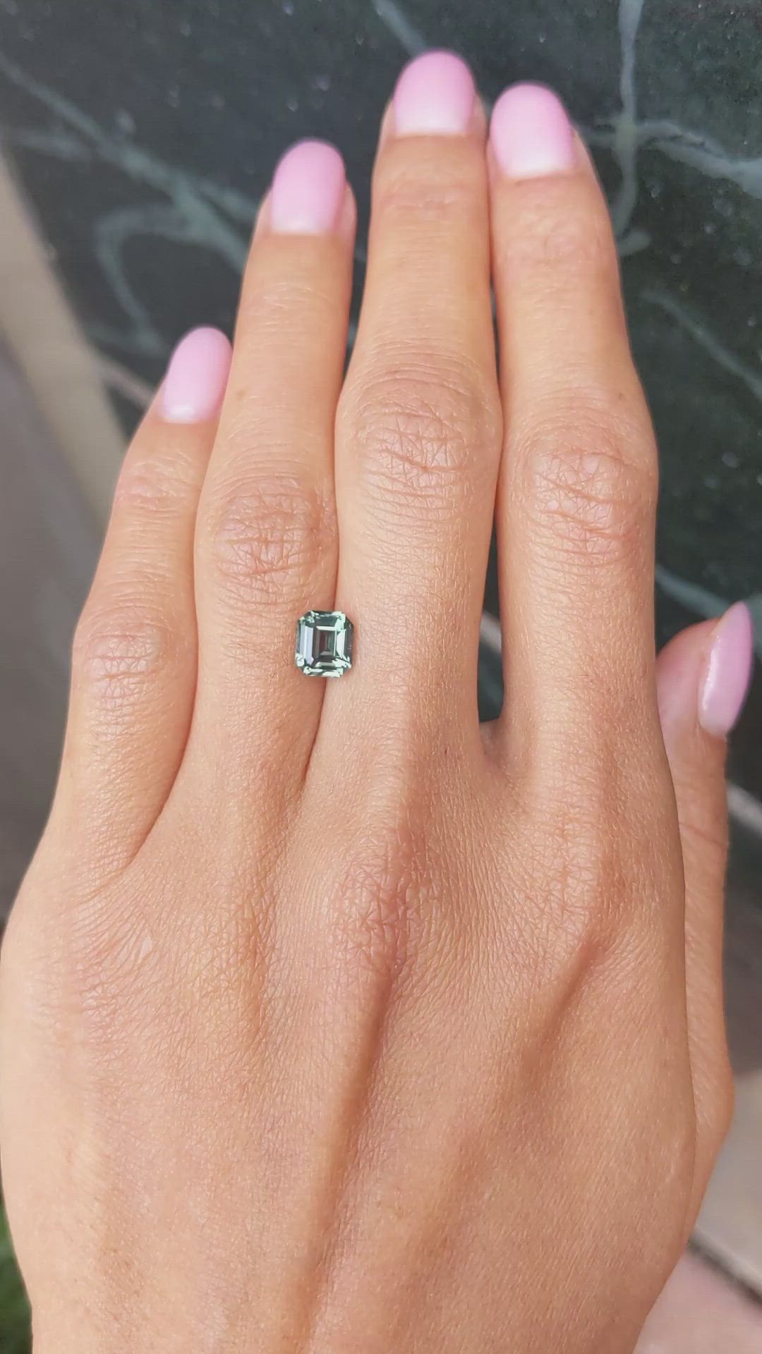 1.79 Ct. Bluish Green Sapphire from Madagascar Size Video