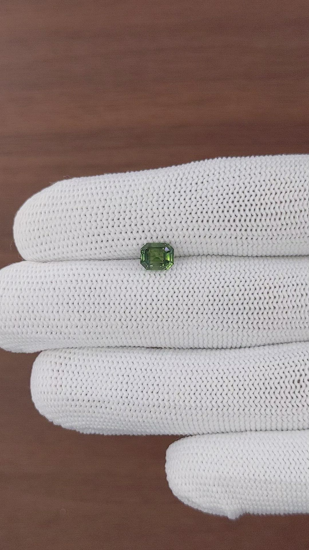 1.26 Ct. Yellowish Green Sapphire from Australia Size Video
