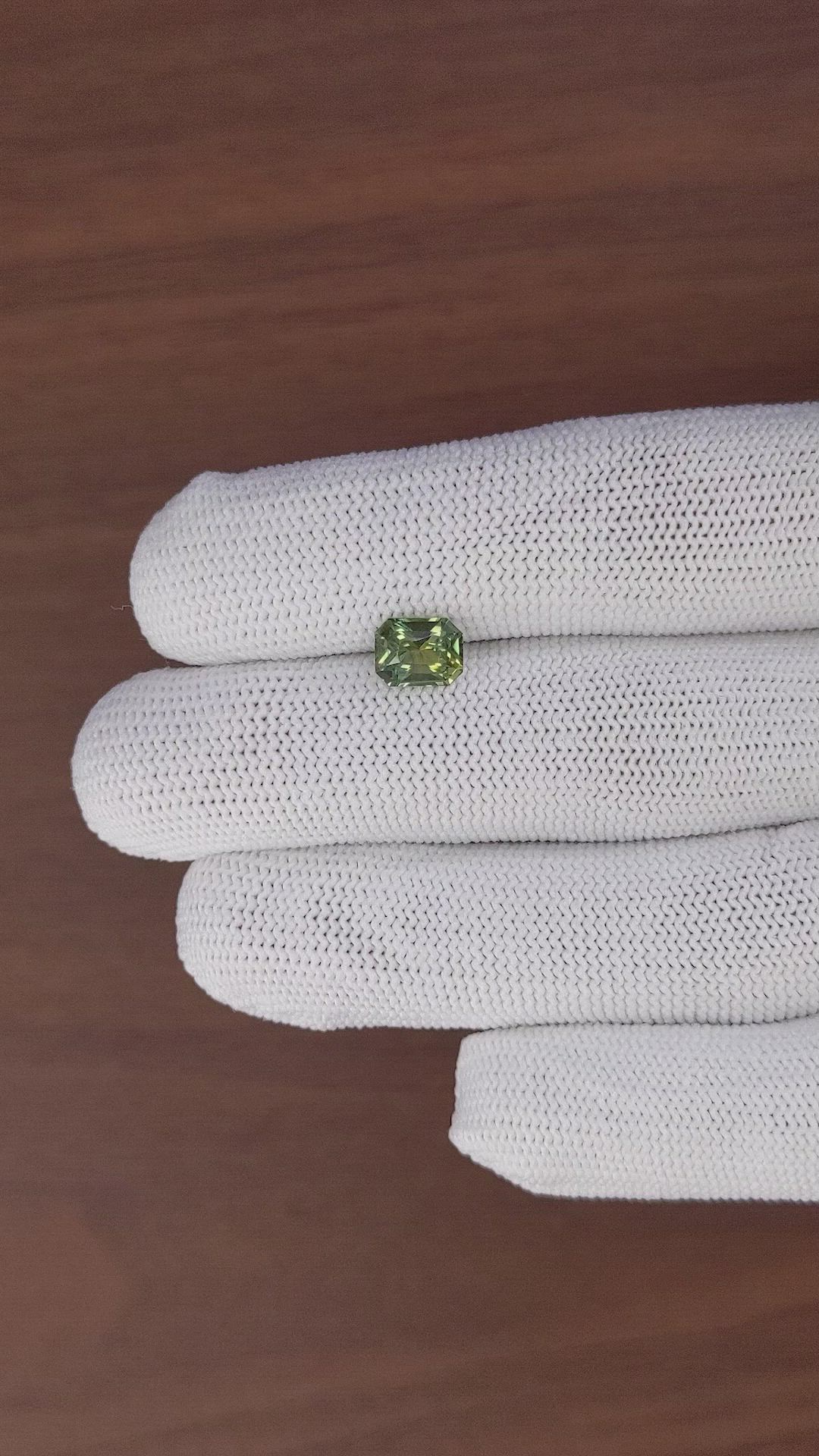 1.69 Ct. Yellowish Green Sapphire from Ceylon (Sri Lanka) Size Video