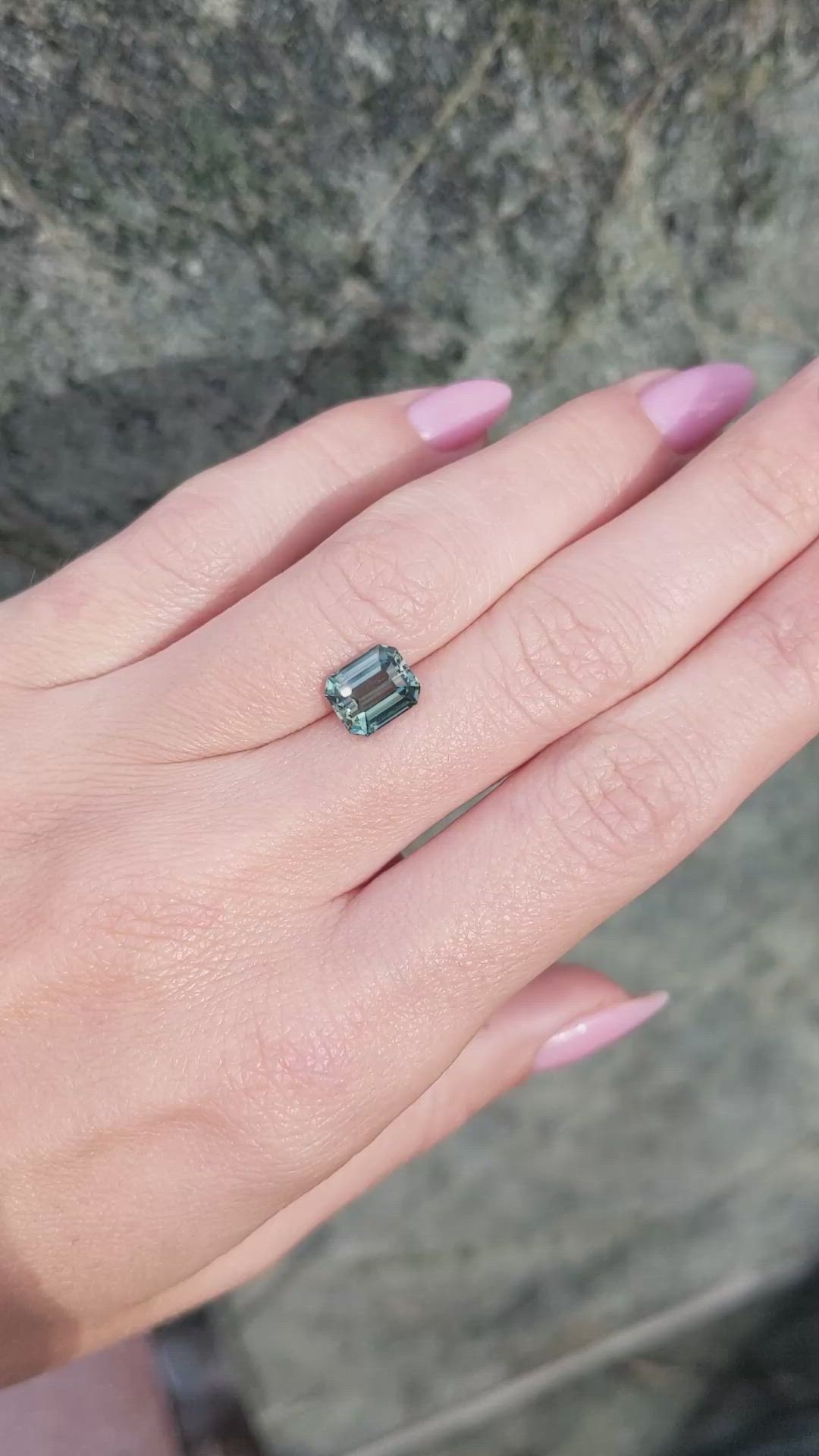 2.62 Ct. Bluish Green Sapphire from Madagascar Size Video