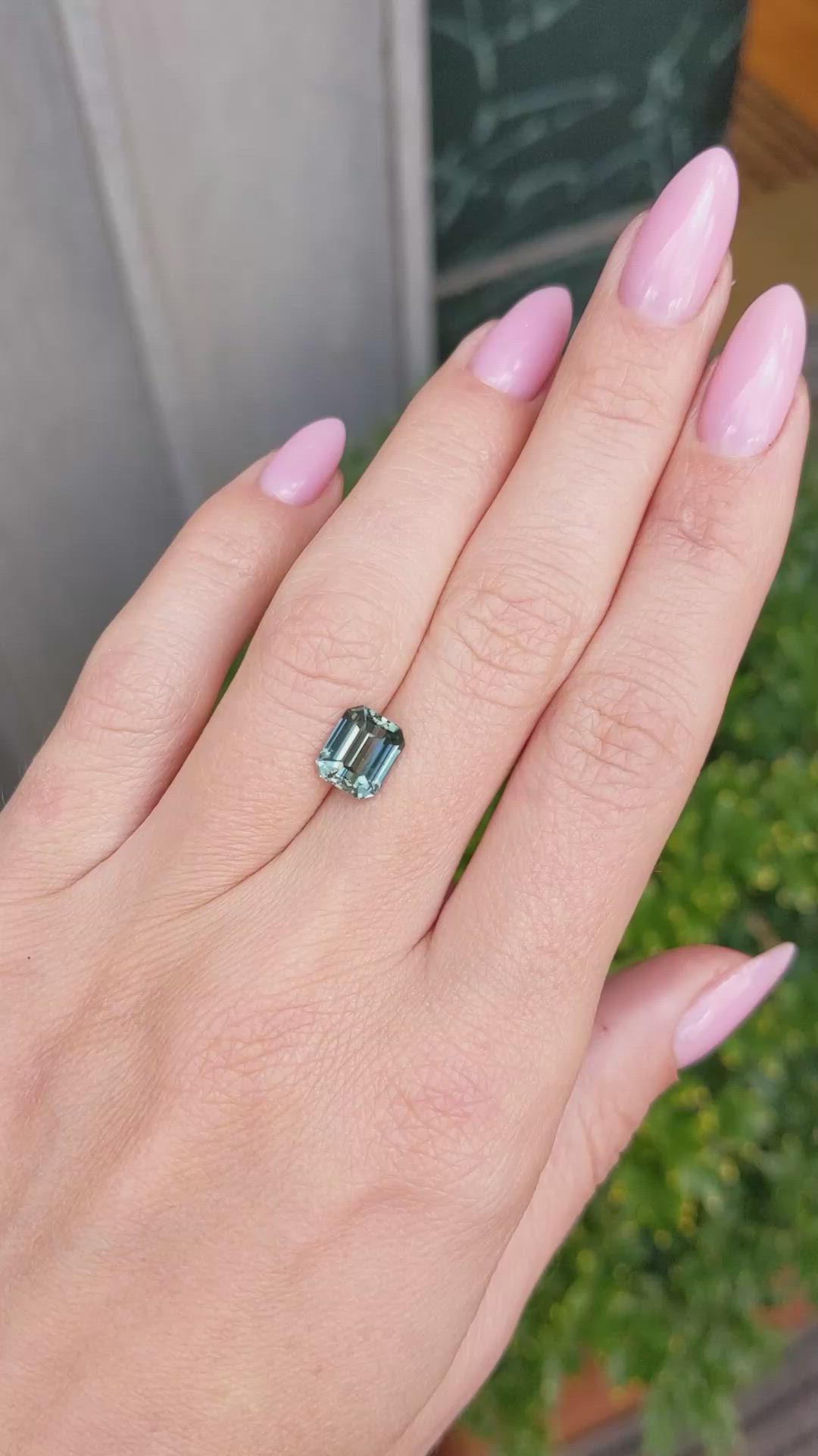 2.62 Ct. Bluish Green Sapphire from Madagascar Size Video