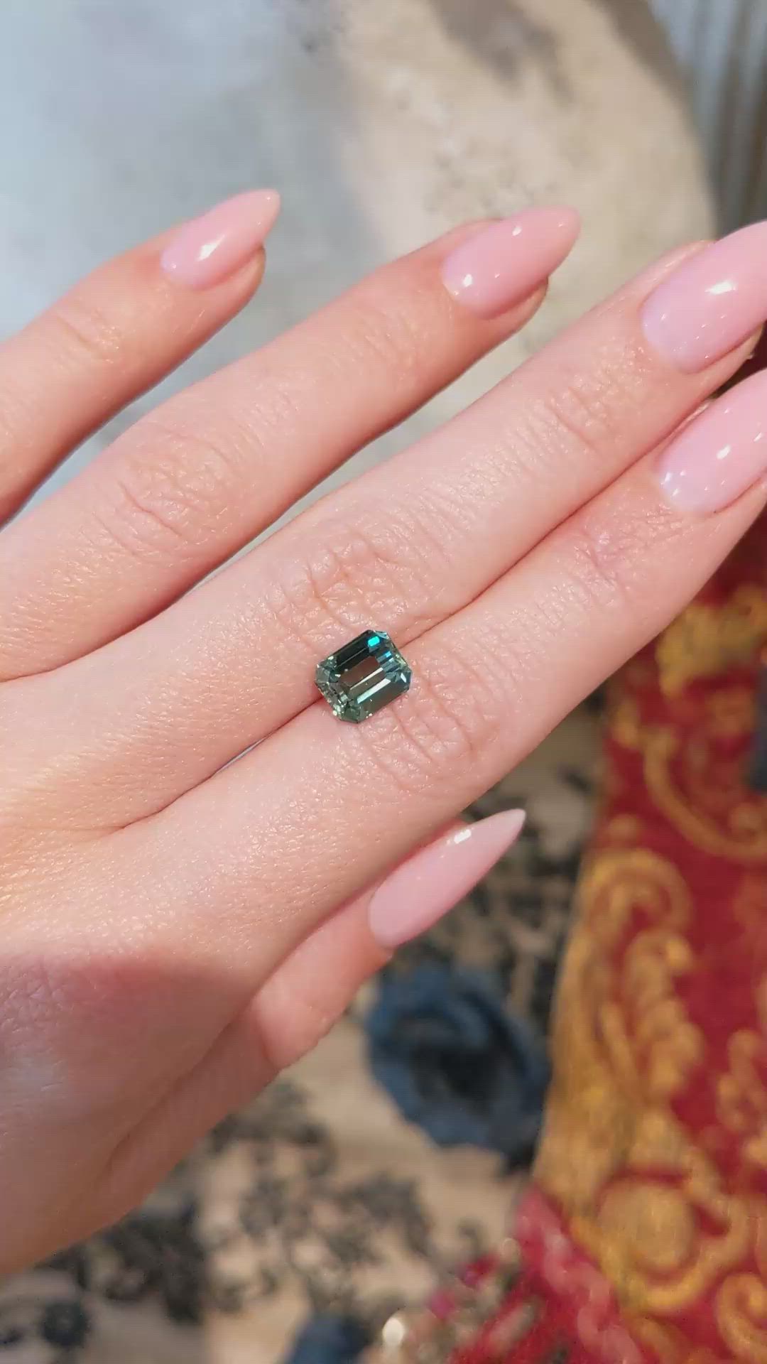 2.62 Ct. Bluish Green Sapphire from Madagascar Size Video