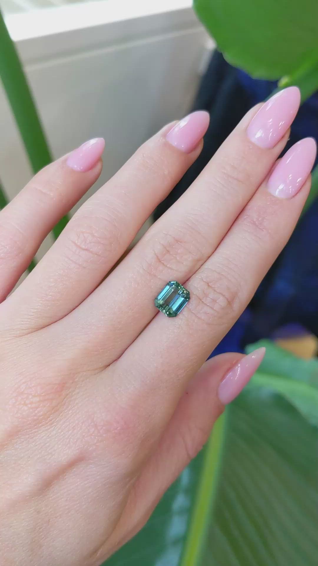 2.62 Ct. Bluish Green Sapphire from Madagascar Size Video