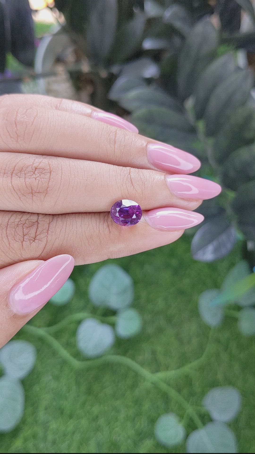 3.16 Ct. Pinkish Purple Sapphire from Ceylon (Sri Lanka) Size Video