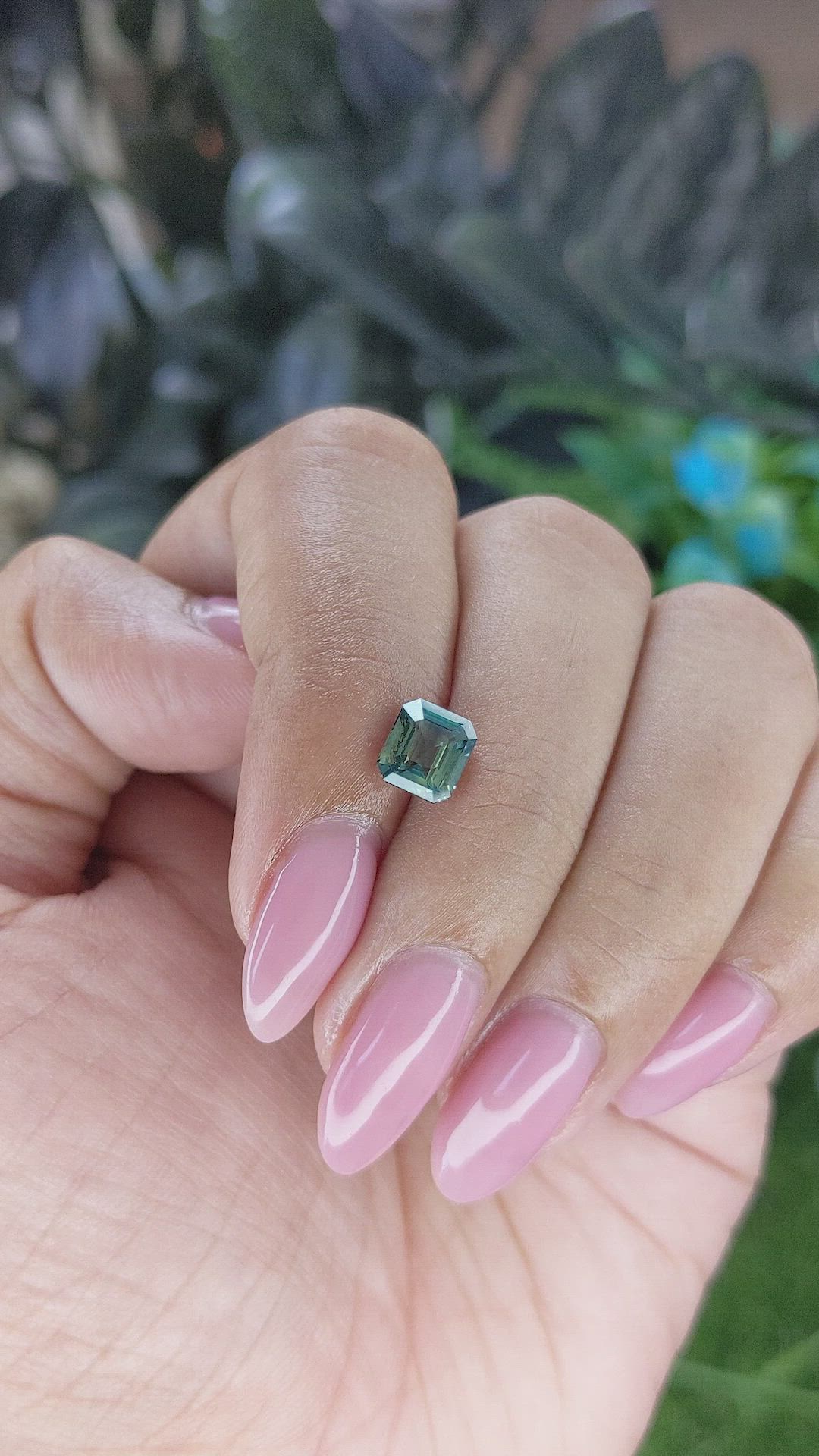 1.53 Ct. Bluish Green Sapphire from Madagascar Size Video