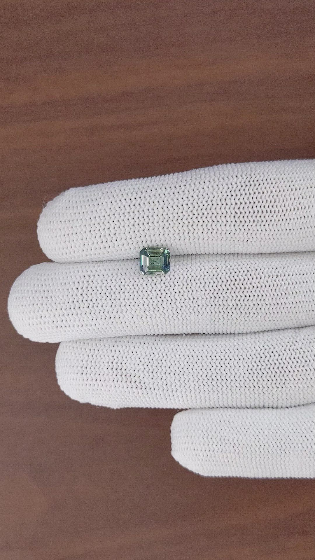 1.53 Ct. Bluish Green Sapphire from Madagascar Size Video
