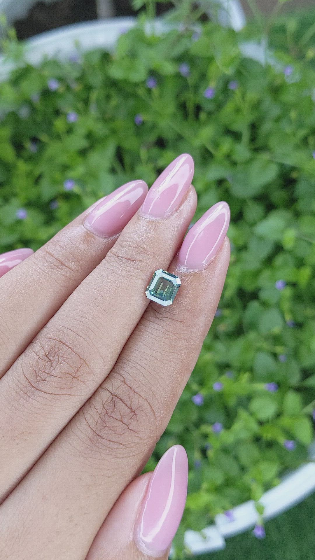 1.53 Ct. Bluish Green Sapphire from Madagascar Size Video