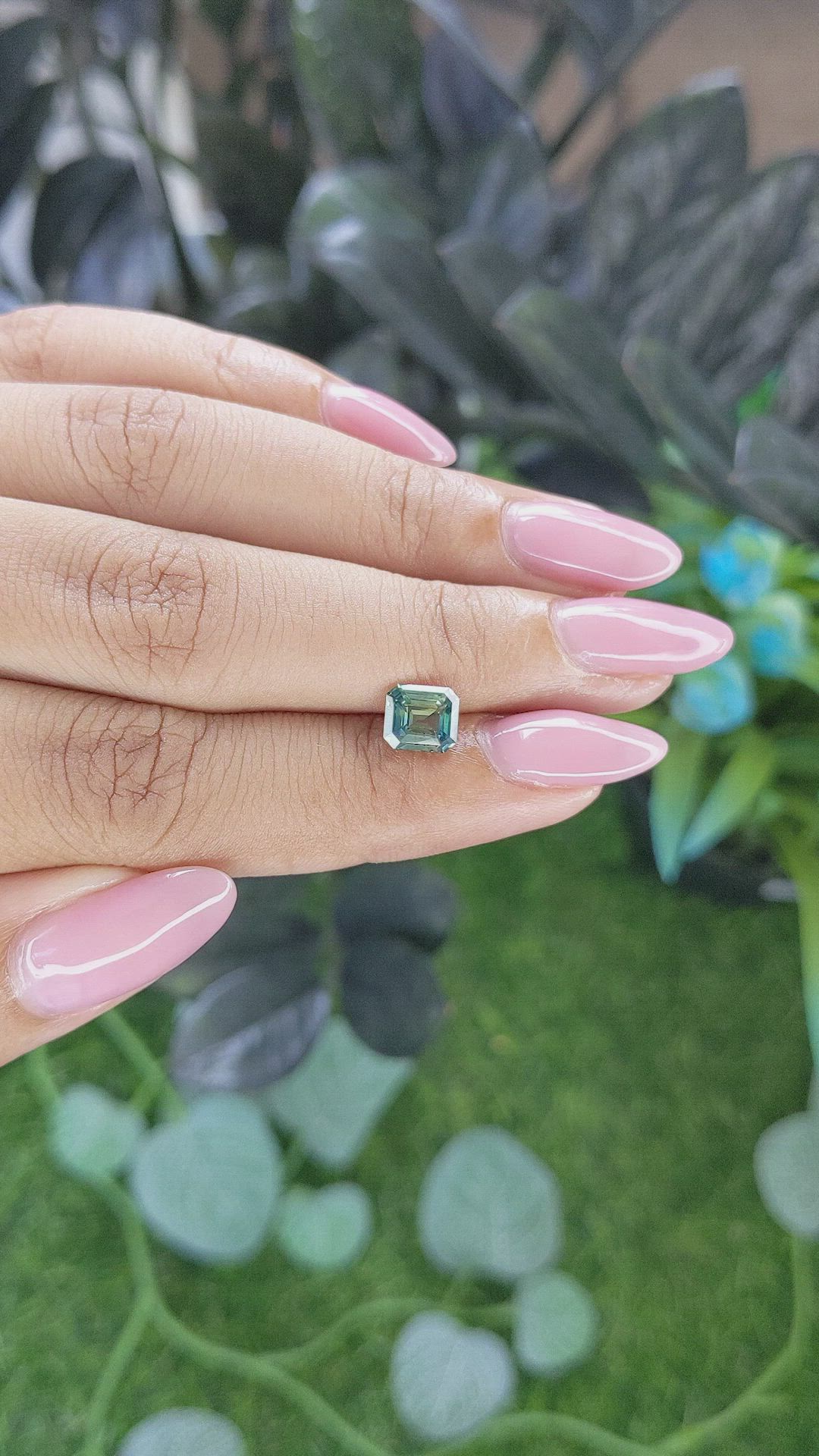 1.53 Ct. Bluish Green Sapphire from Madagascar Size Video