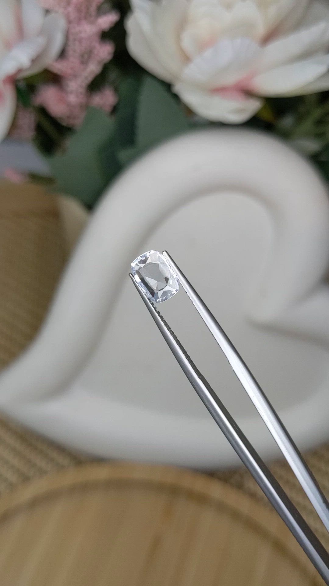 1.25 Ct. White Sapphire from Ceylon (Sri Lanka) Size Video