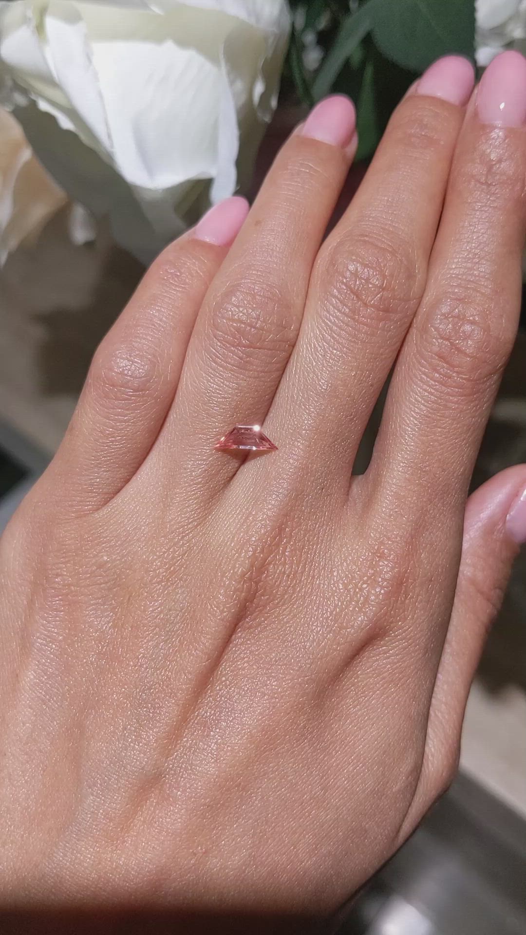 0.47 Ct. Peach Sapphire from Ceylon (Sri Lanka) Size Video