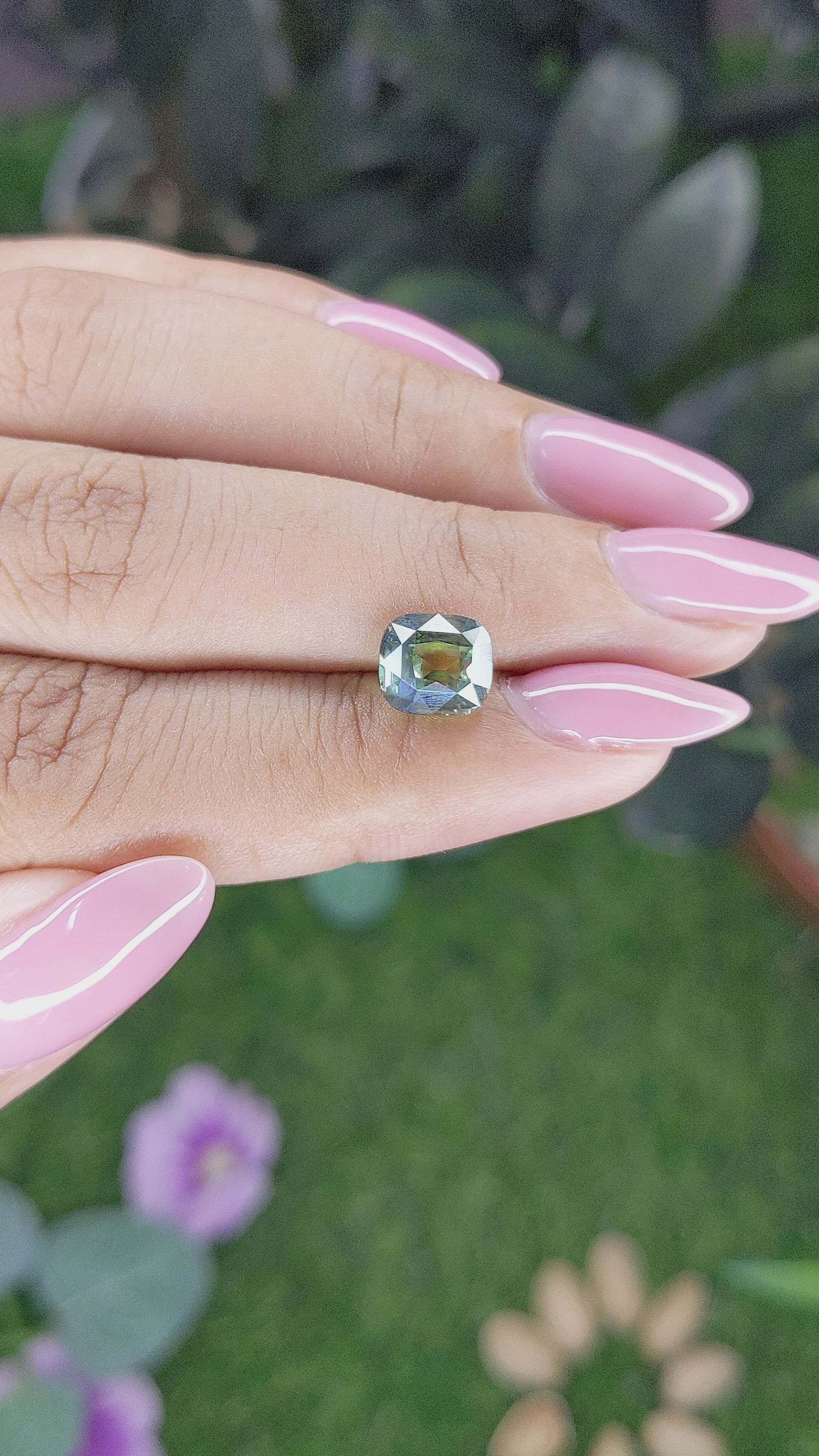 3.01 Ct. Yellowish Green Sapphire from Madagascar Size Video