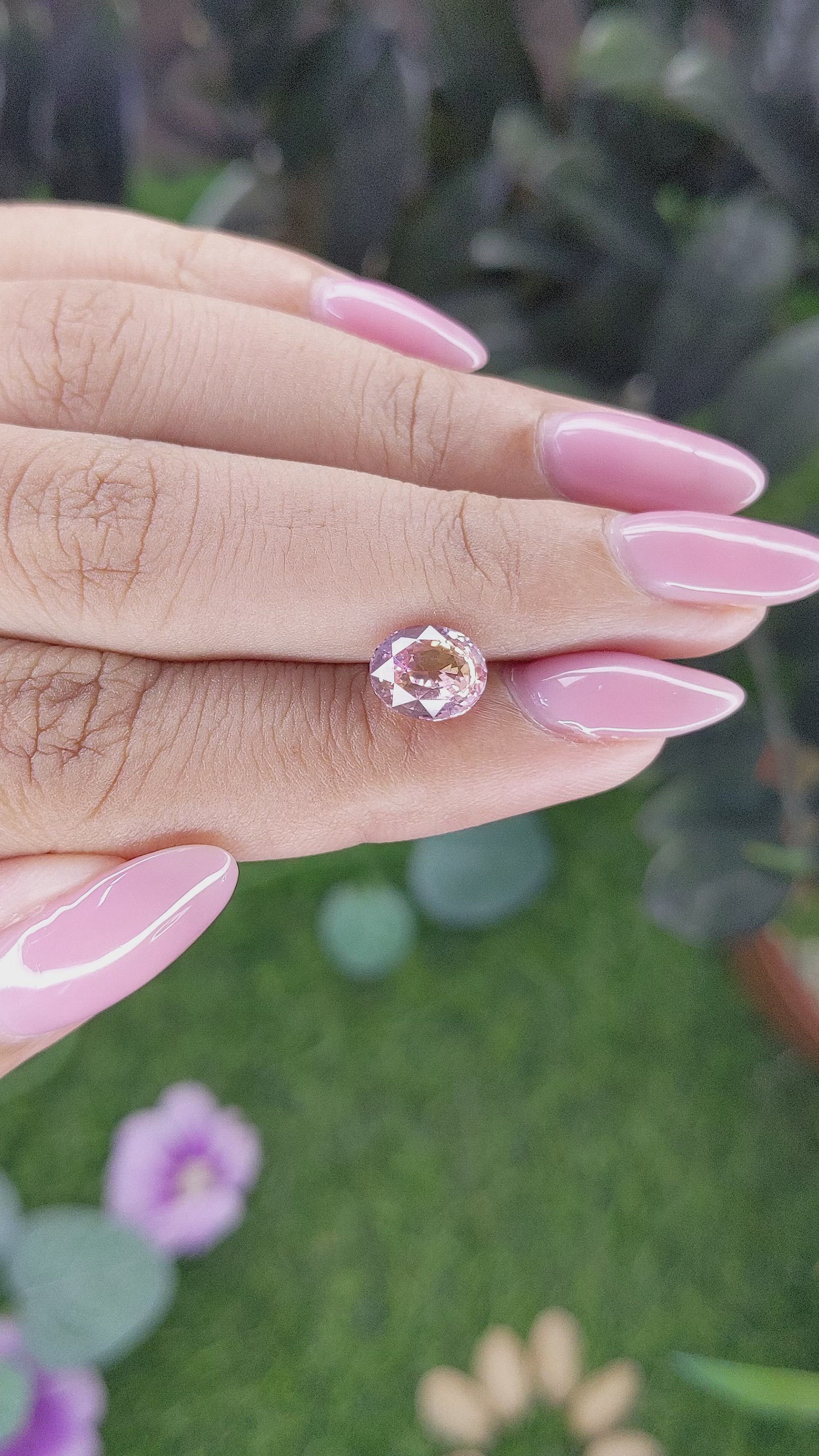 2.09 Ct. Peach Sapphire from Ceylon (Sri Lanka) Size Video