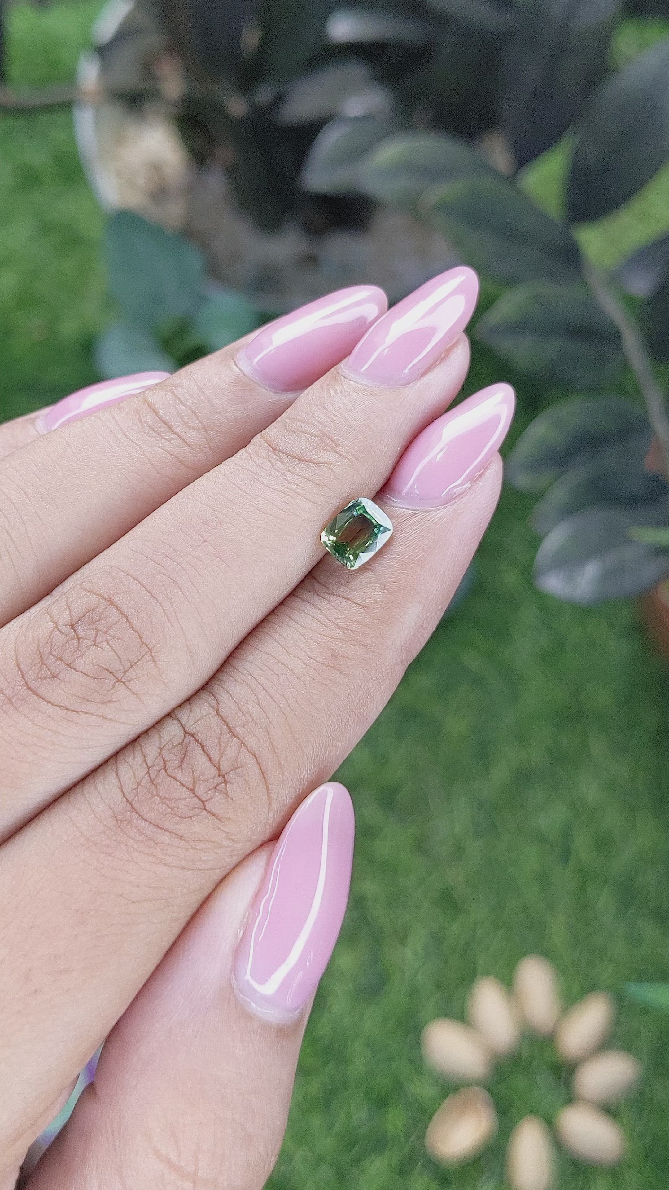 1.01 Ct. Yellowish Green Sapphire from Madagascar Size Video