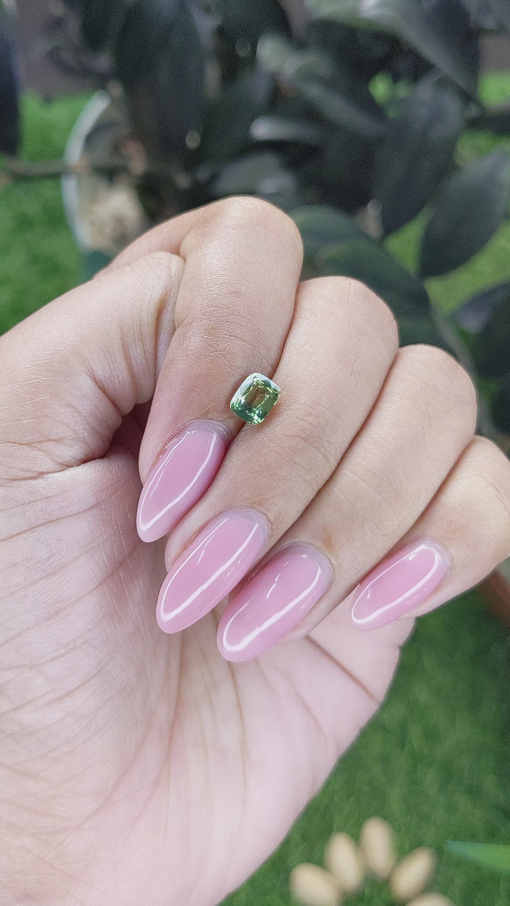 1.01 Ct. Yellowish Green Sapphire from Madagascar Size Video