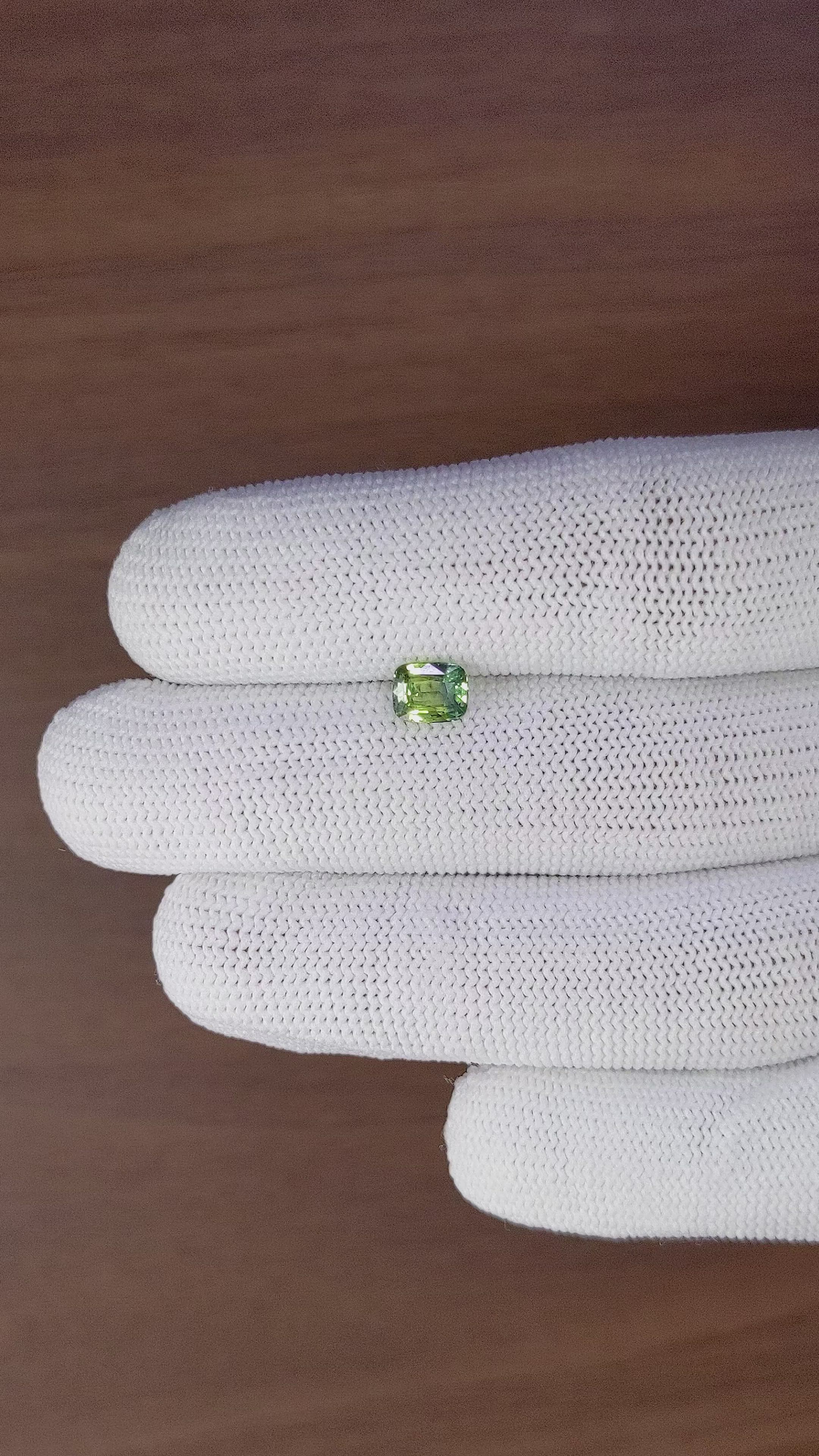 1.01 Ct. Yellowish Green Sapphire from Madagascar Size Video