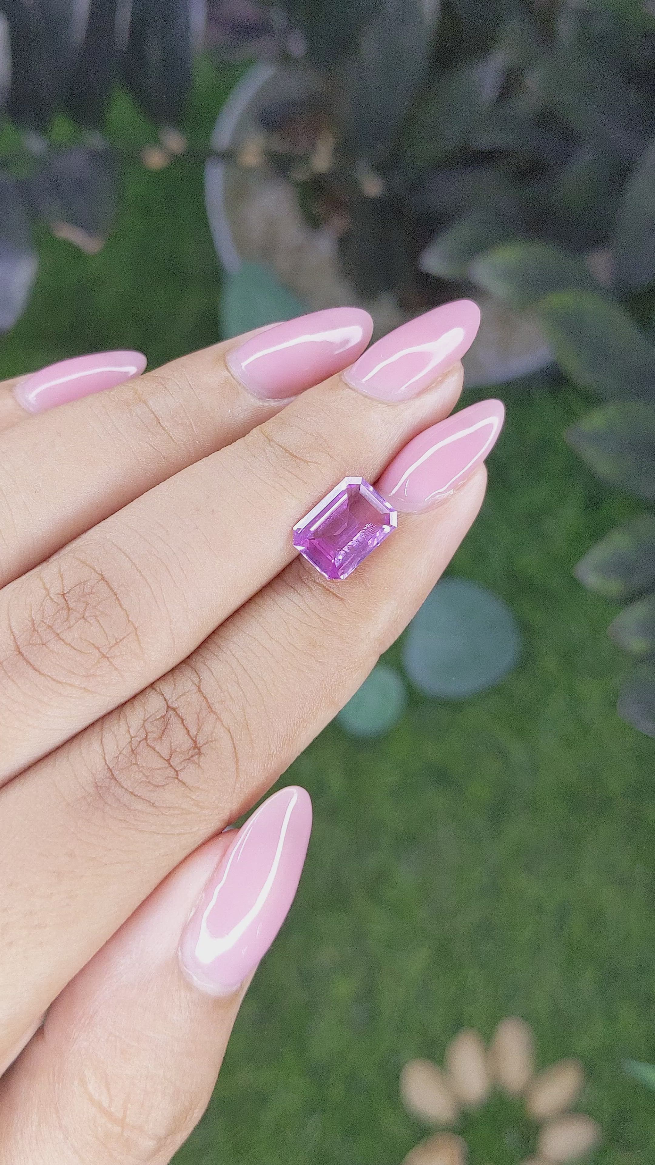 2.54 Ct. Pinkish Purple Sapphire from Madagascar Size Video