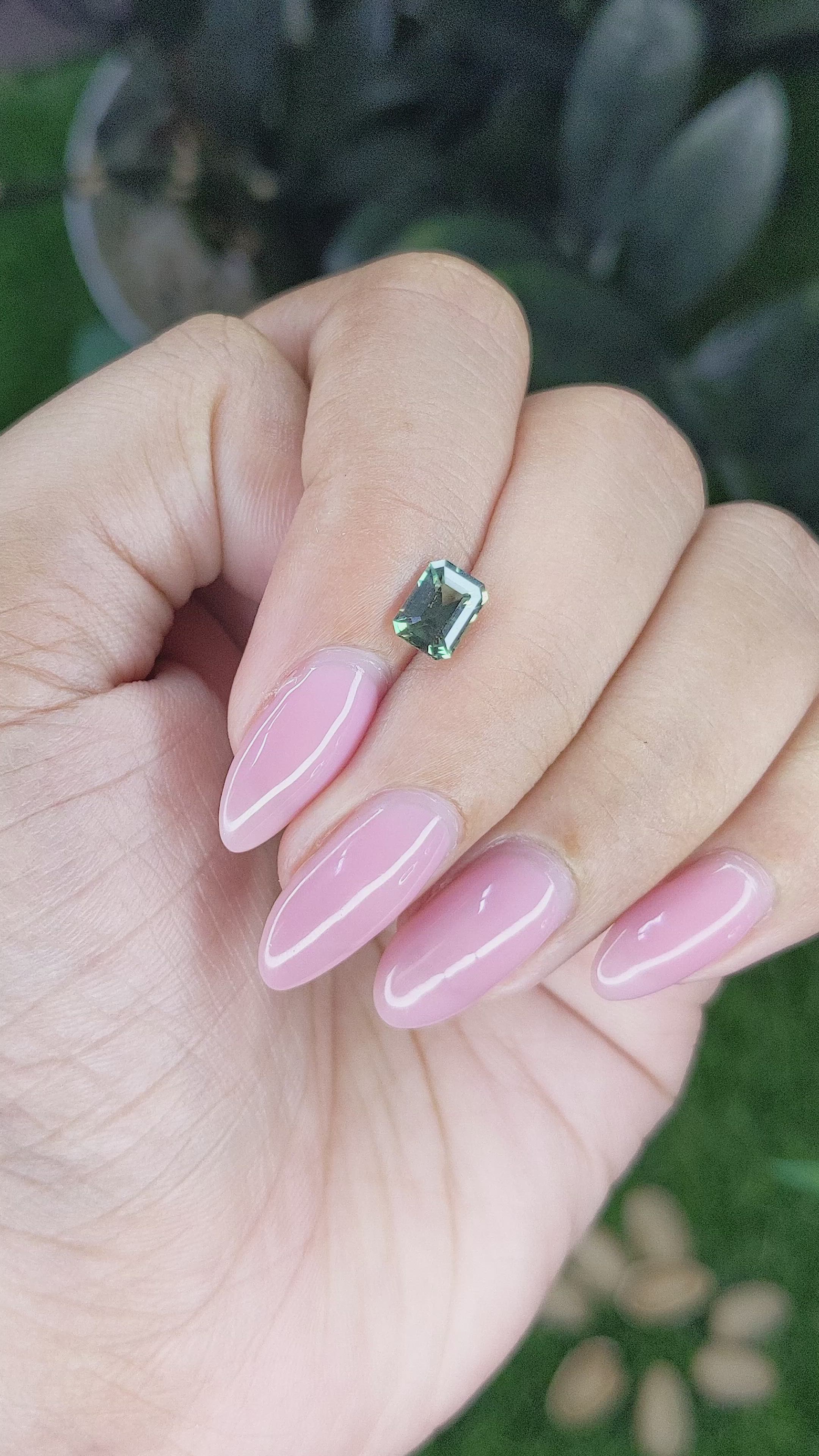1.09 Ct. Bluish Green Sapphire from Ceylon (Sri Lanka) Size Video