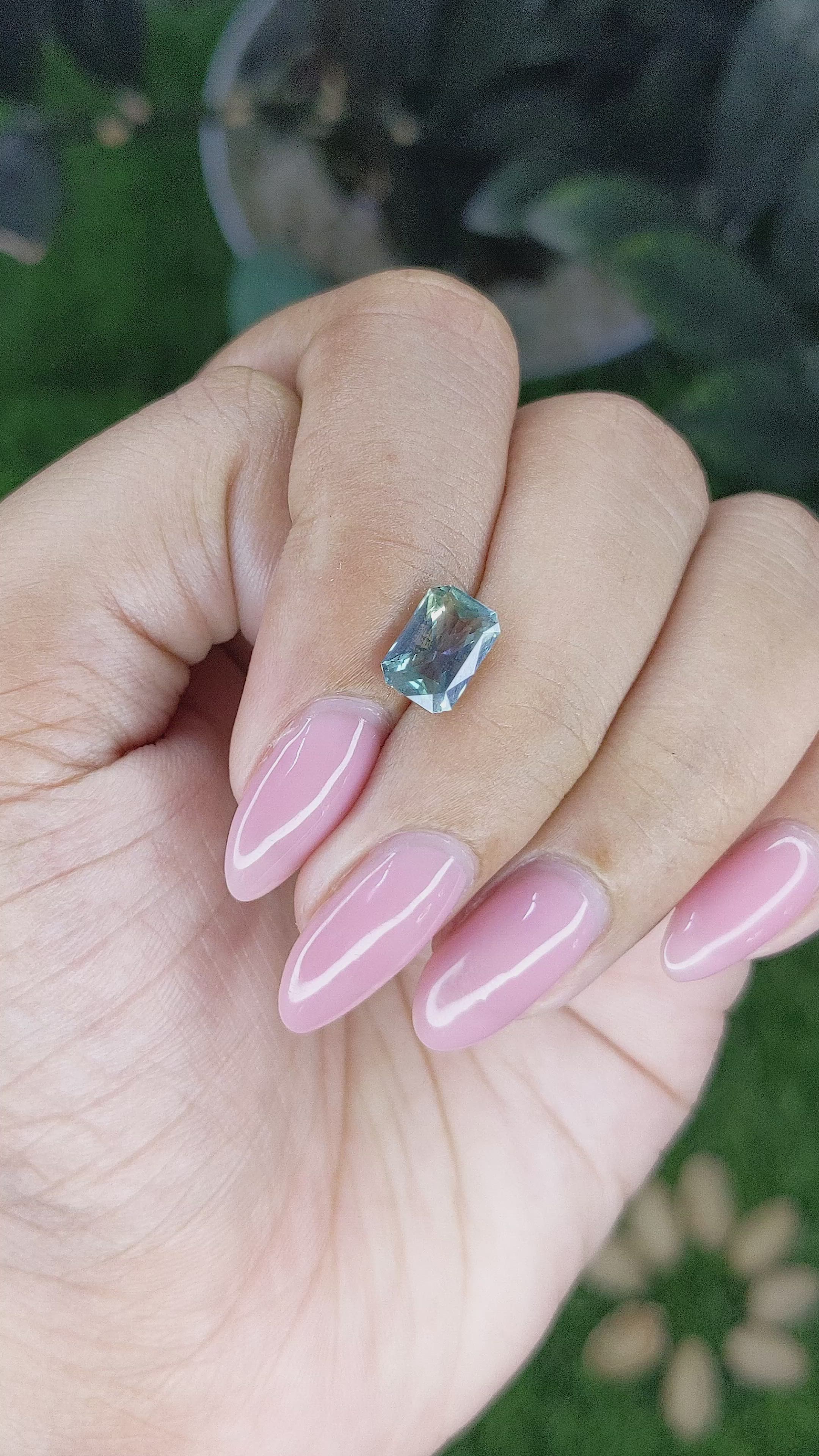 2.00 Ct. Bluish Green Sapphire from Ceylon (Sri Lanka) Size Video