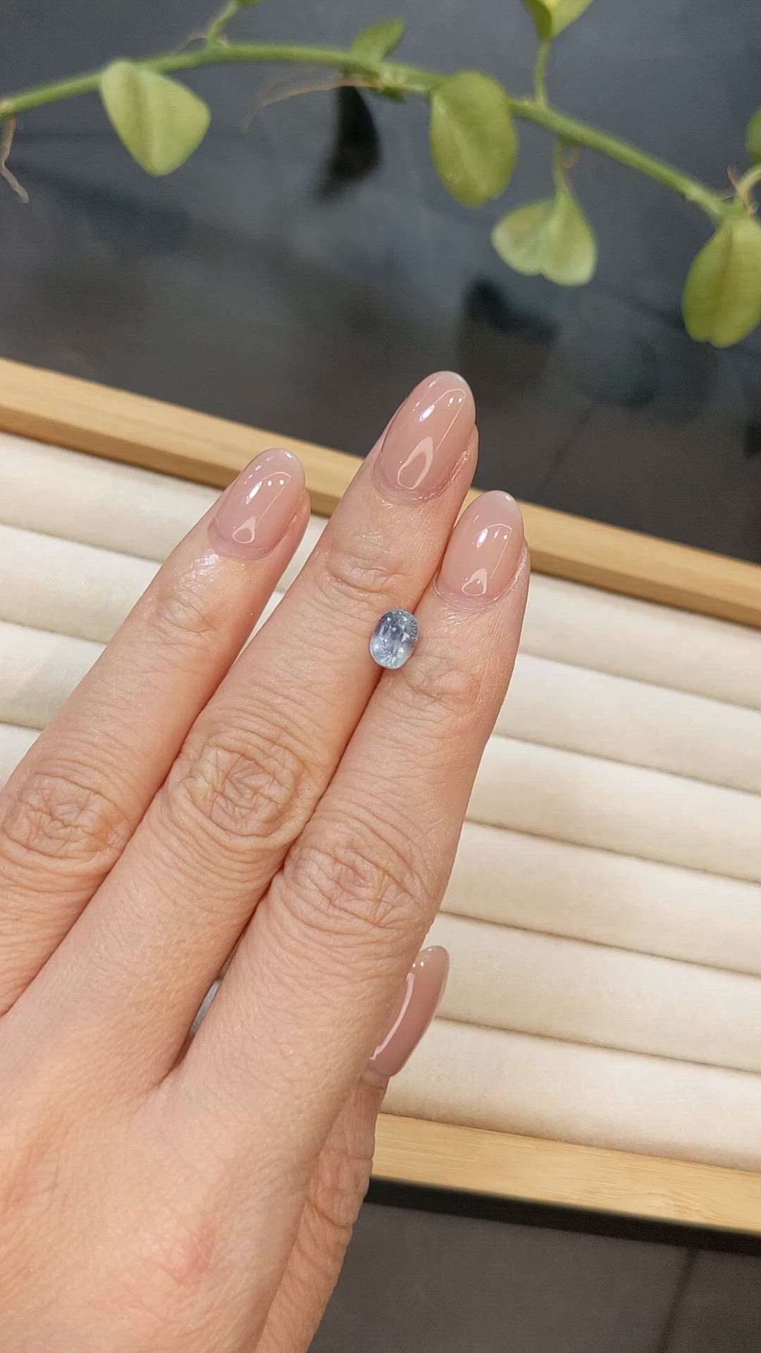 1.09 Ct. Bluish Grey Sapphire from Burma (Myanmar) Size Video