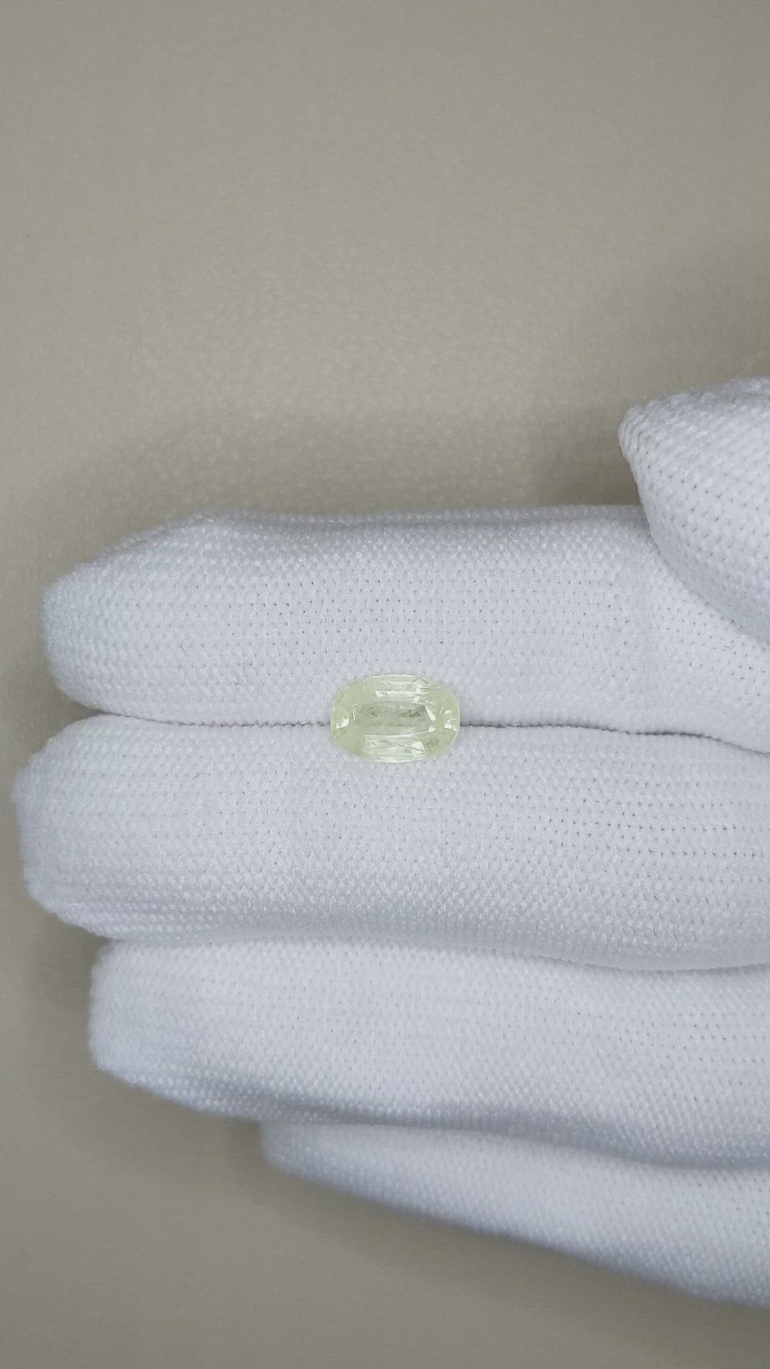 1.80 Ct. Greenish Yellow Sapphire from Burma (Myanmar) Size Video