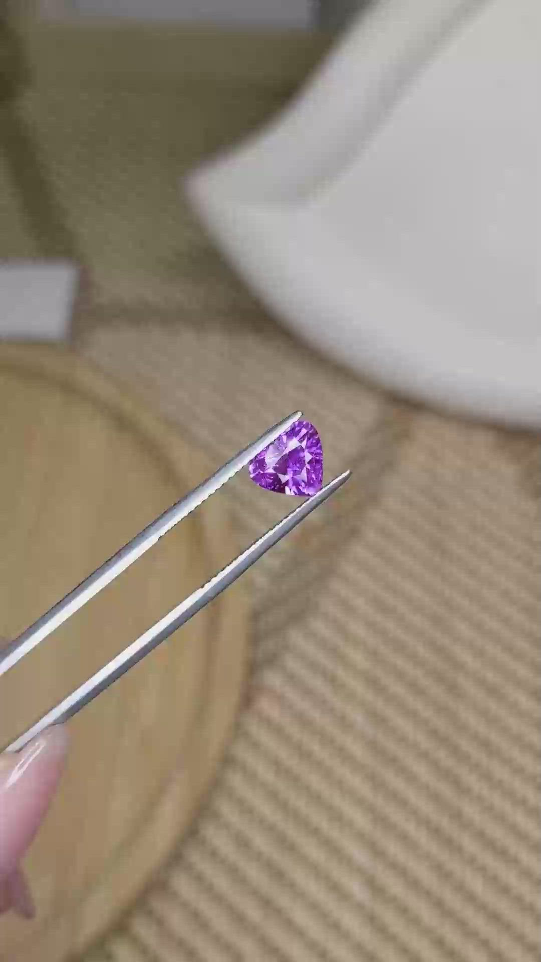 1.54 Ct. Pinkish Purple Sapphire from Ceylon (Sri Lanka) Size Video