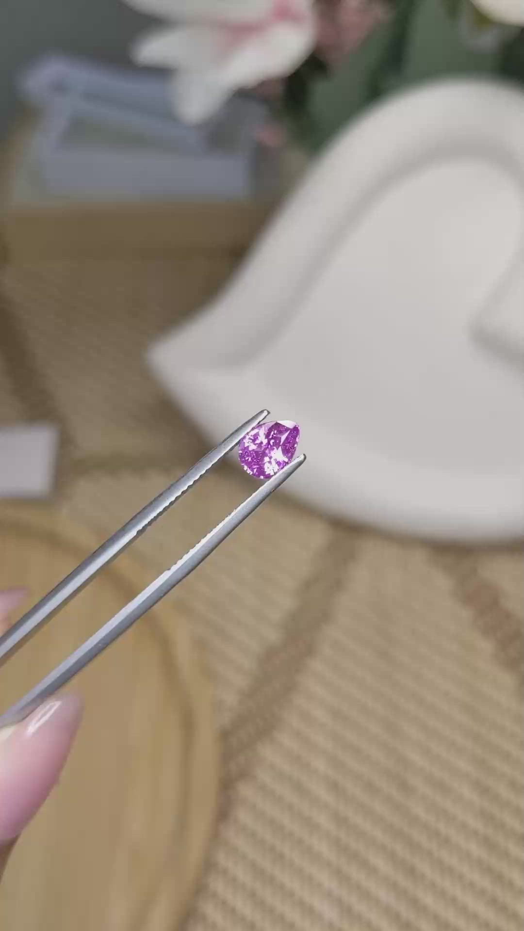 1.04 Ct. Pinkish Purple Sapphire from Ceylon (Sri Lanka) Size Video