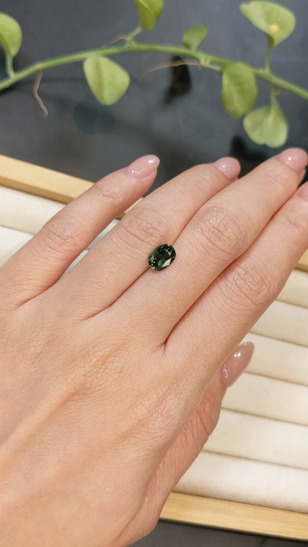 1.42 Ct. Bluish Green Sapphire from Ceylon (Sri Lanka) Size Video