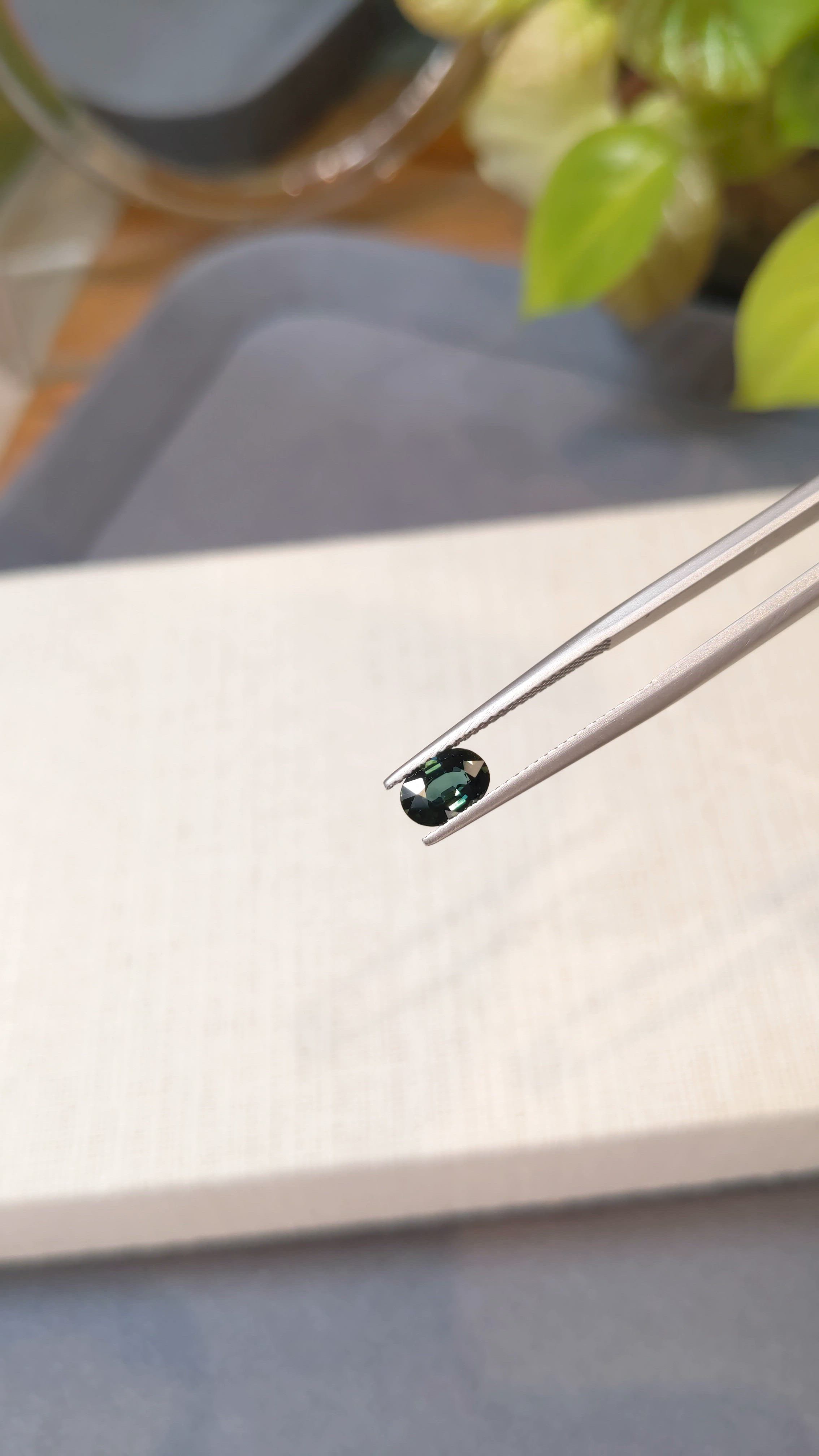0.83 Ct. Greenish Blue Sapphire from Ceylon (Sri Lanka) Size Video